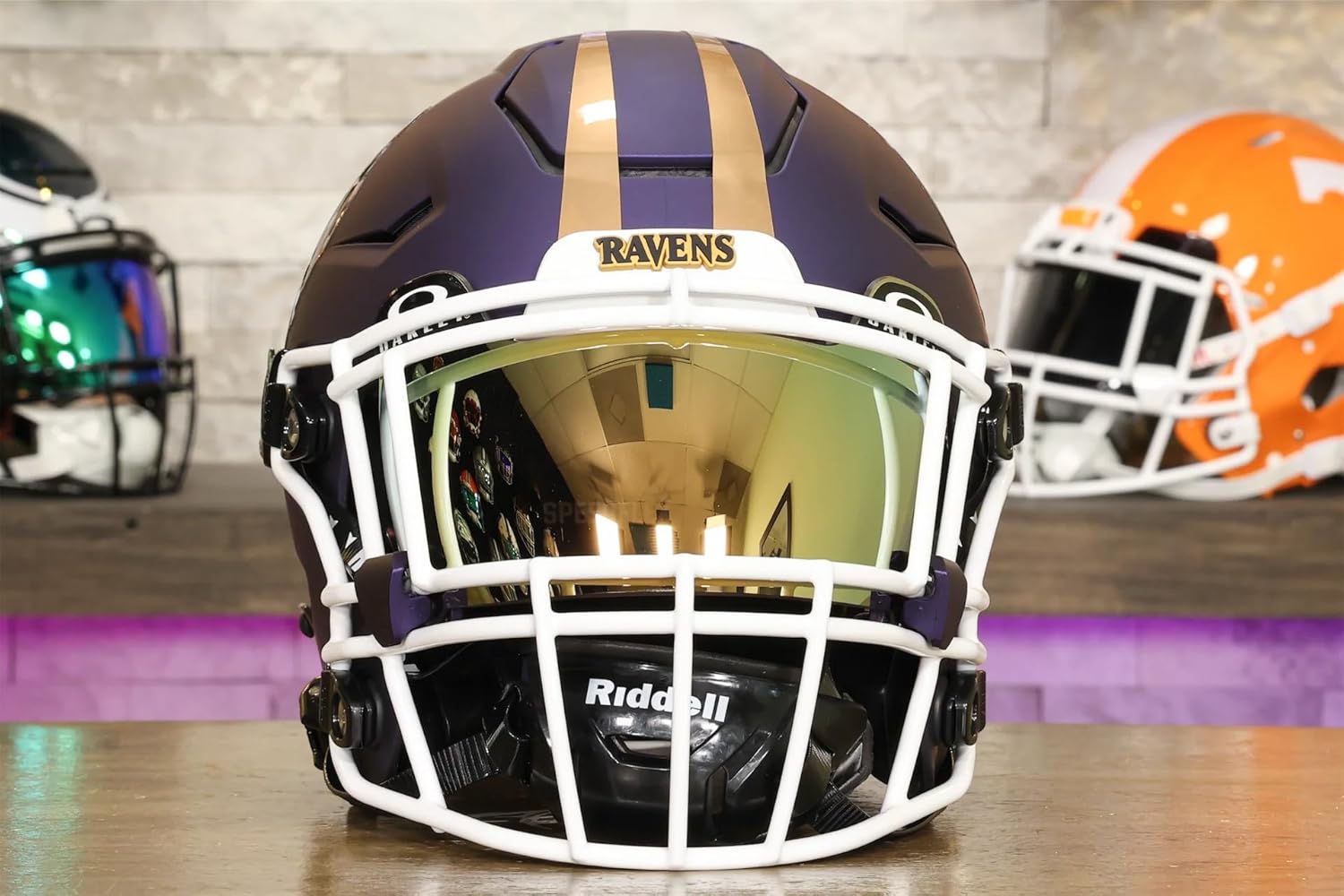 Baltimore Collectible SpeedFlex Helmet - GG Special Edition - with Free USA Flag Decal - Perfect for Sports Fans and Collectors - Green Gridiron