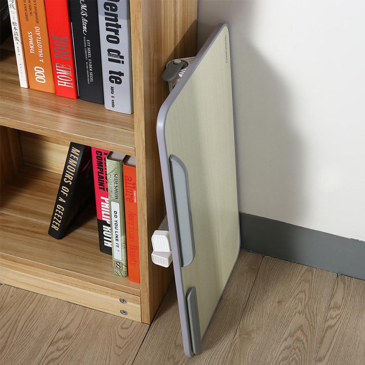 jojofuny Table D'étude Pliable en Bois Beige Support Réglable, Bureau Portable pour Ordinateur, Design Simple et Résistant pour Étudiants à Domicile