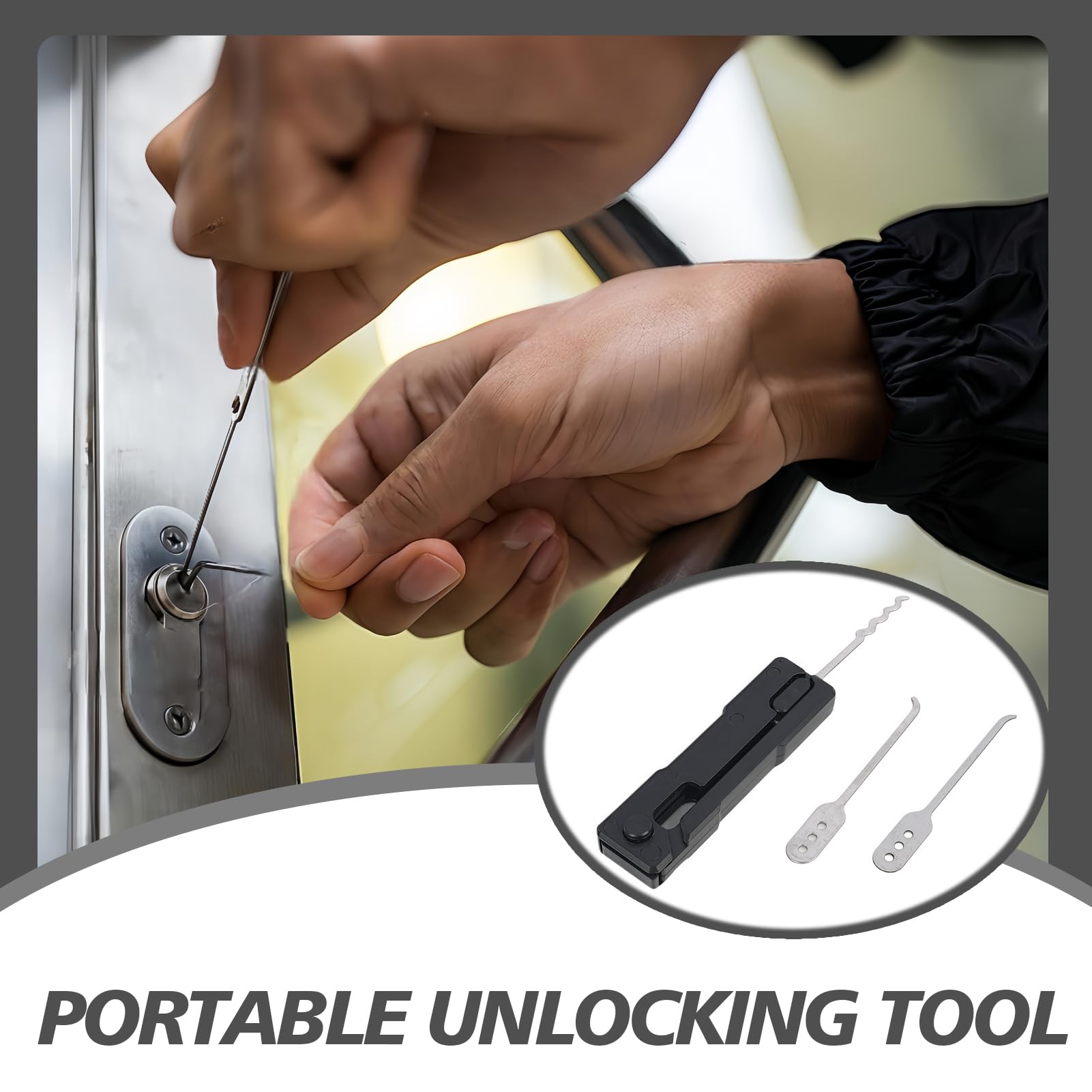Set Di Attrezzi Per Aprire Serrature – Pieghevole E Portatile, Con Palette In Acciaio Inox E Maniglione, Per Fabbro E Hobby