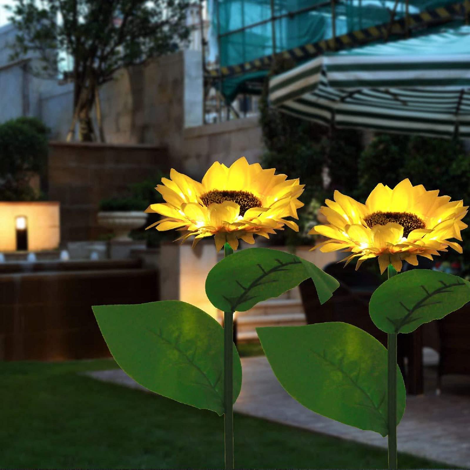 Solar Outdoor Lights Waterproof Garden Sunflower Decorative Lights for Fence Yard Pathways Solar Flowers Light Spot Light Outdoor