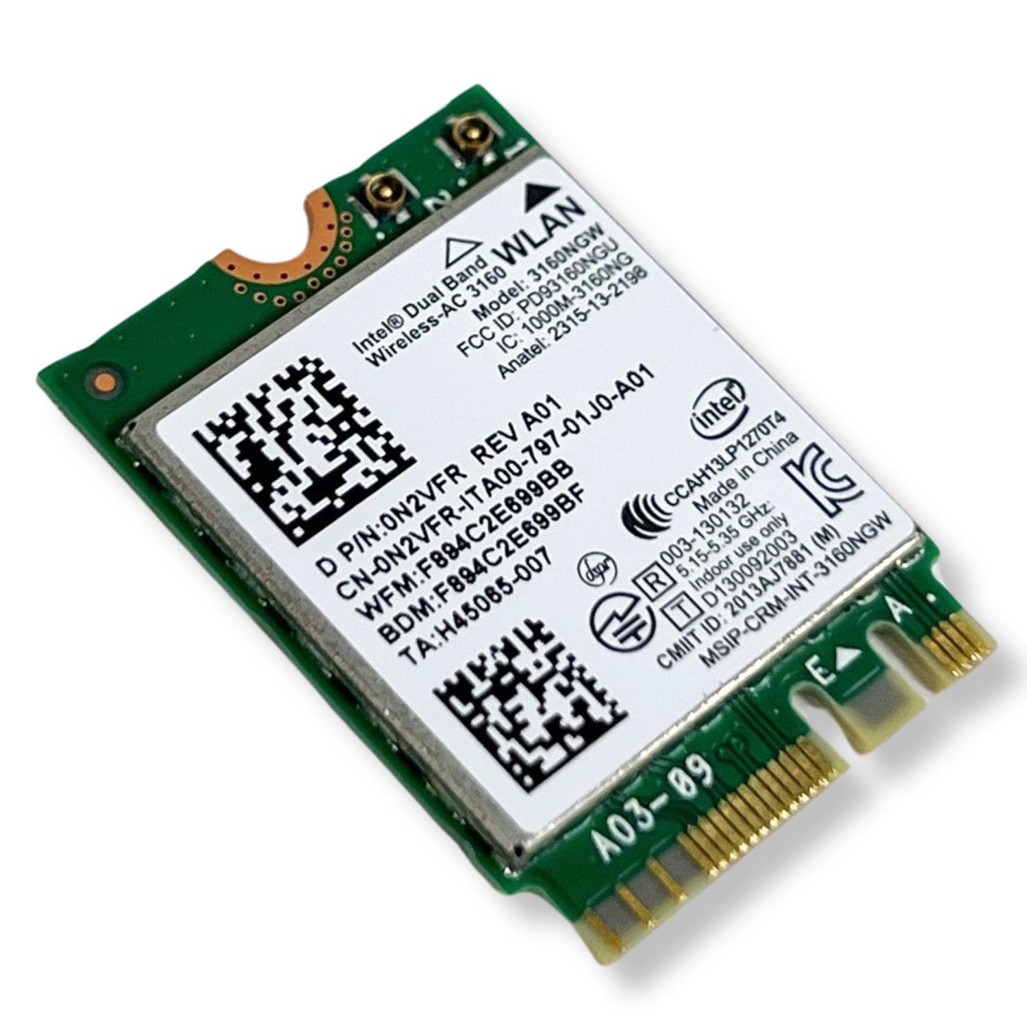 Intel Carte Wi-FI Double Bande AC 3160 3160NGW 802.11ac/a/b/g/n BT4.0 NGFF 2,4/5,8 GHz
