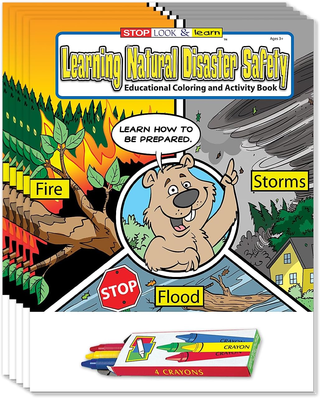 ZOCO – Learning Natural Disaster Safety – Coloring Books (50 Bulk Pack, with Crayons) – Educational Games, Puzzles, Activities for Kids