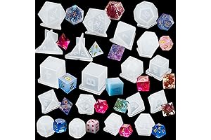 LET'S RESIN Dice Molds with Letter Number Embossed- 3D Silicone Polyhedral Dice...