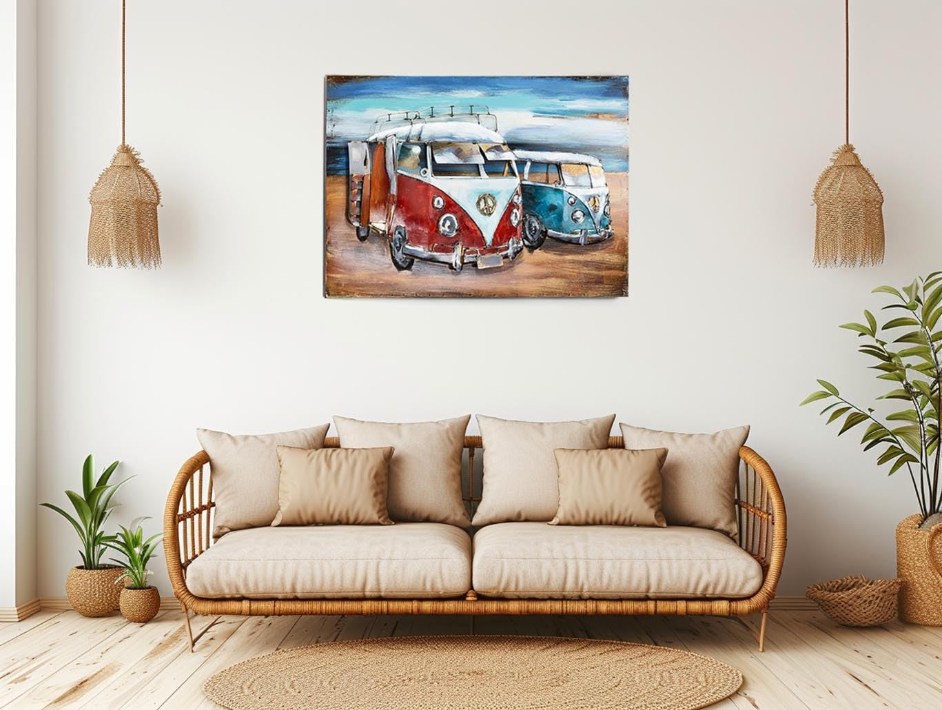 Kobolo Wandbild Wanddeko Metallbild 3D-Bild VW BULLY 2-108x72 cm