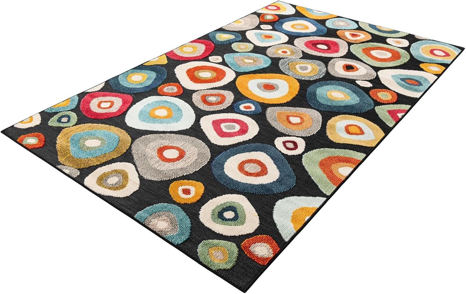 Rugs.com Outdoor Casablanca Collection Rug – 5x8 Multi Black Low-Pile Rug Perfect for Bedrooms, Dining Rooms, Living Rooms
