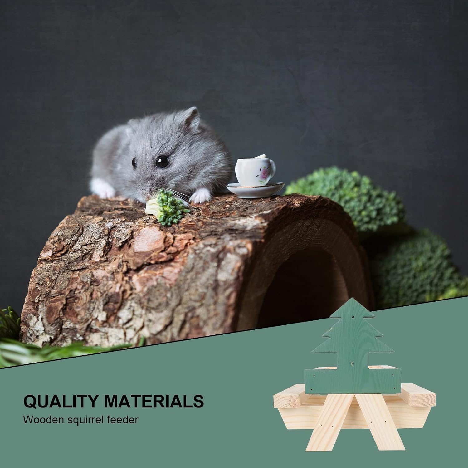 Wooden Squirrel Feeder with Nut Holder for Outdoor Picnic Table, Animal Nut Eating Rack, 1pcs Natural Wood Squirrel Food Dispenser for Backyard Wildlife