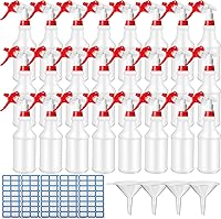 Vista 13 de Zubebe Paquete de 24 botellas rociadoras de plástico de 32 onzas a granel, botellas de spray vacías a prueba de fugas resistentes para suministros
