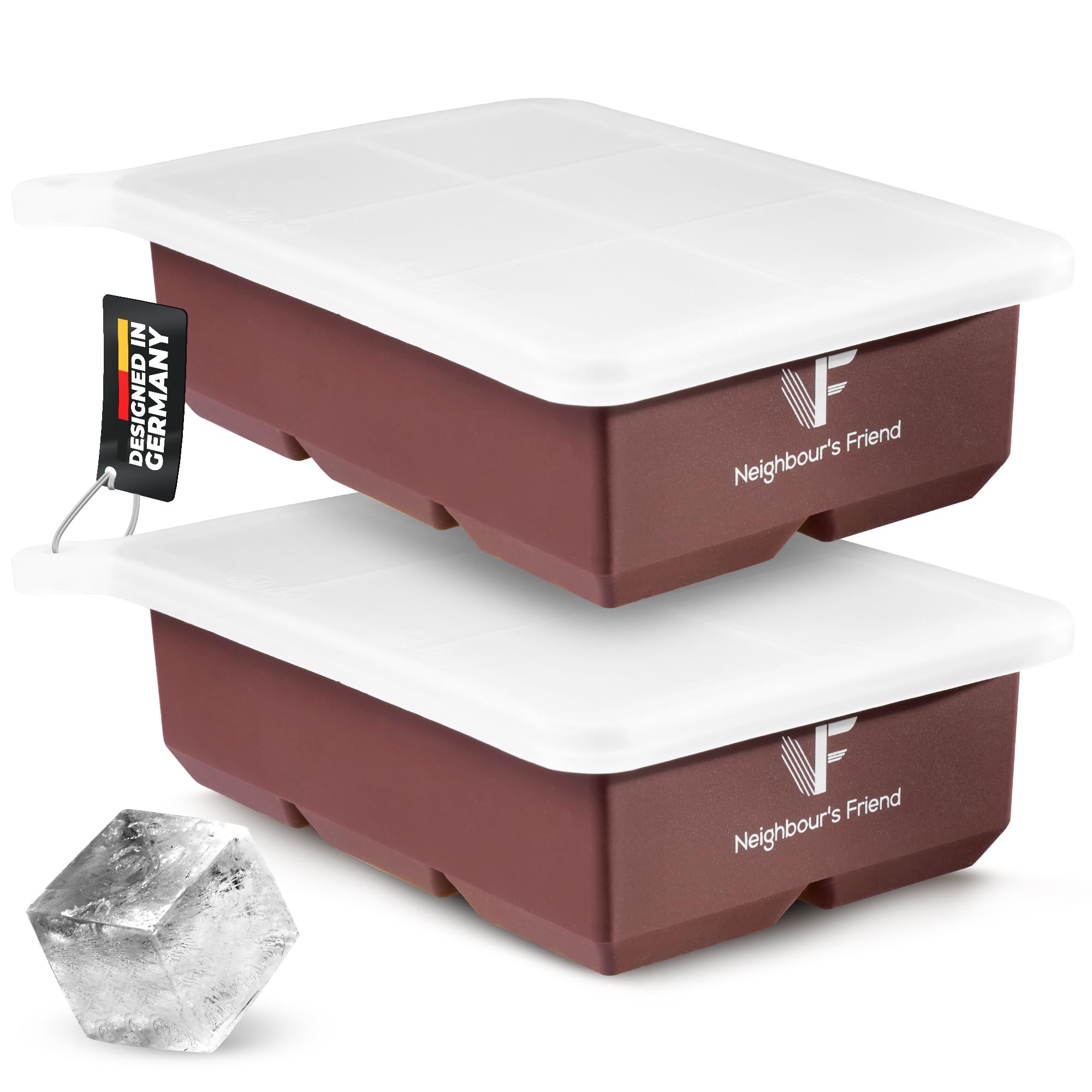 Neigbours Friend XXL Eiswürfel - Langlebige Platin-Silikon Form - für Whisky, Rum & Cocktails - 12x große Eiswürfel - Sp