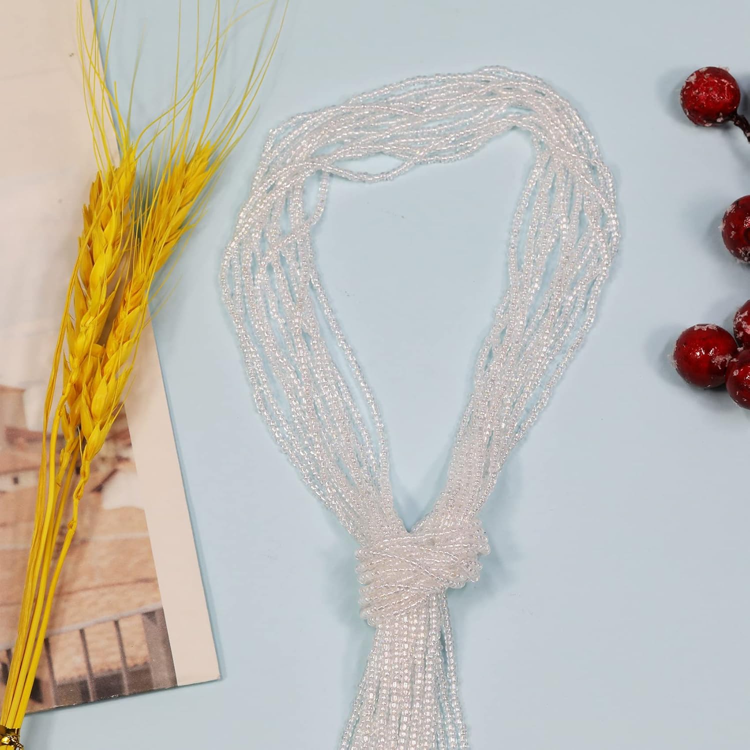 11/0 Glass Clear Rainbow Color Seed Beads Hanks (3 Meters) Total 6000pcs, 9 Meters String Clear AB Seed Beads Strand - Image 3