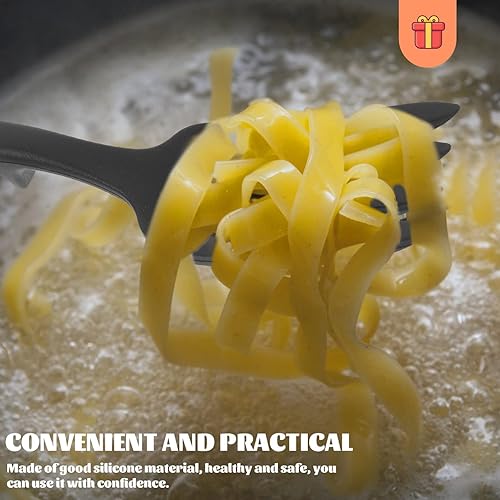 Miniatura 7 de Hemoton Tenedores ergonómicos para ensalada de pasta, juego de tenedores de cocina de silicona resistentes al calor, utensilios de cocina prácticos