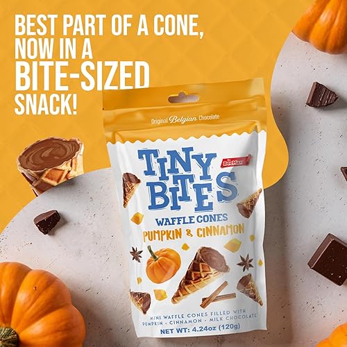 Miniatura 5 de Tiny Bites - Mini golosinas crujientes de conos de gofre, chocolate belga de primera calidad, bolsa de 4.24 onzas (paquete de 2)  Deliciosa variedad