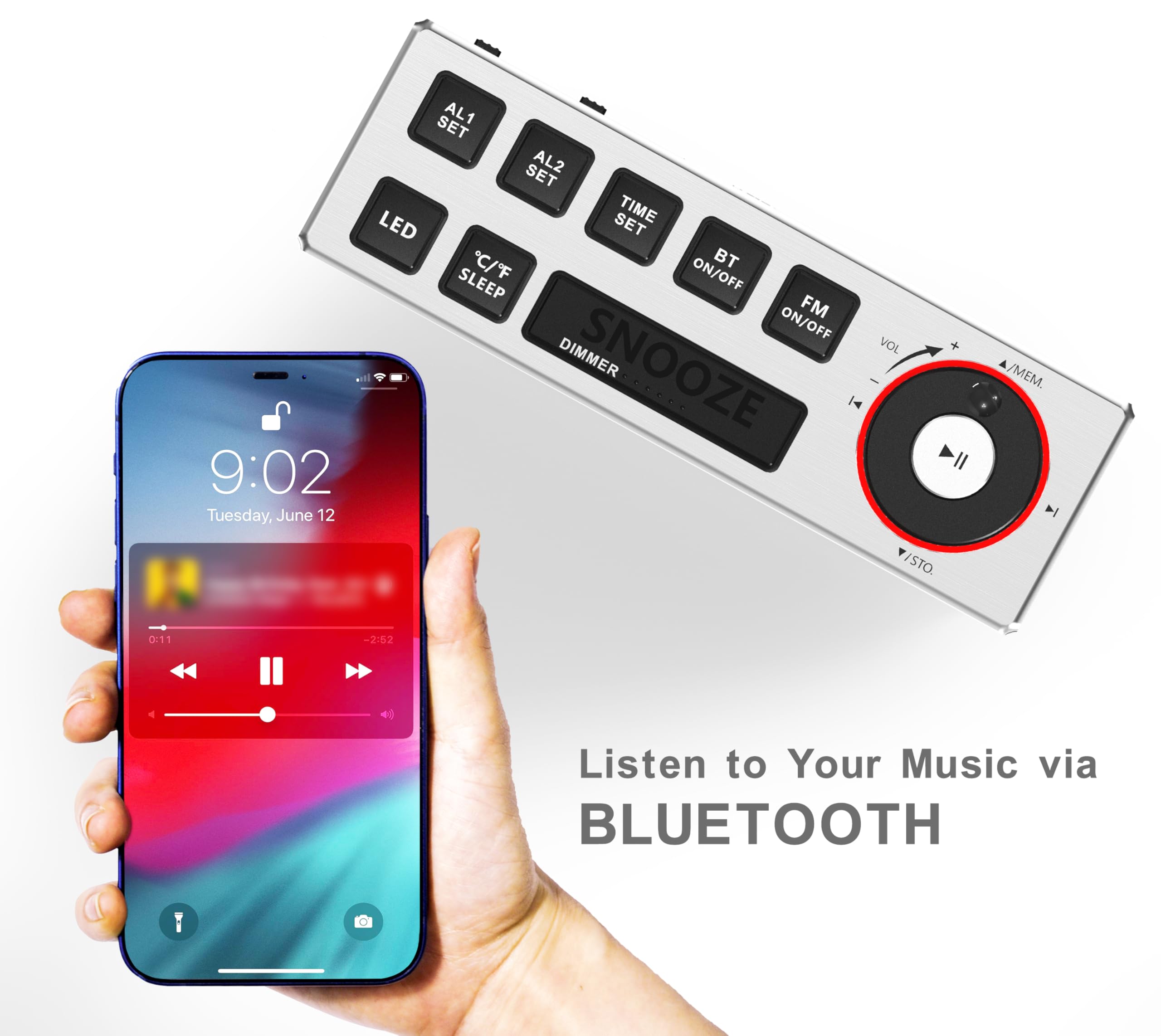 iTOMA Despertador con FM Radio, Carga USB Pantalla LED Azul Hielo de 1,8 Pulgadas, luz Nocturna, Doble Alarma, Siesta, Control de Atenuación, Reloj Electrónico de Oficina Junto a la Cama CKS508