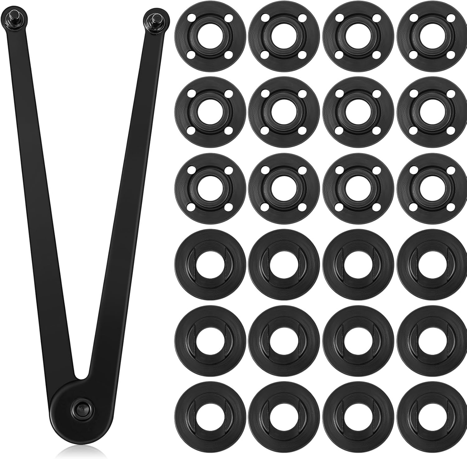 Hicarer 25 Pcs Angle Grinder Nut Angle Grinder Wrench Kit Universal Locknut Adjustable Spanner 5/8''-11 Flange Metal Lock Nut Compatible with Makita/Dewalt (Black)