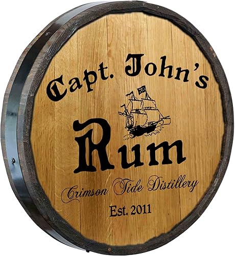 Vista 204 de THOUSAND OAKS BARREL CO. Personaliza el letrero de un cuarto de barril con cócteles de gato negro, barril de vino hecho de madera de roble de alta