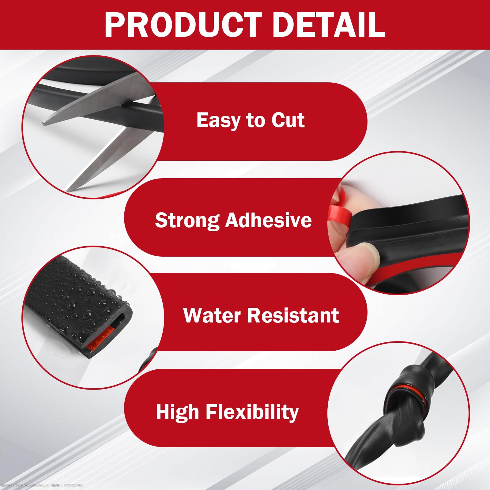 Bordo In Gomma Autoadesivo - Striscia Protettiva Canale A U Per Bordi Taglienti - 4 Metri Nero Per Auto, Porte, Tavoli - Foto 9