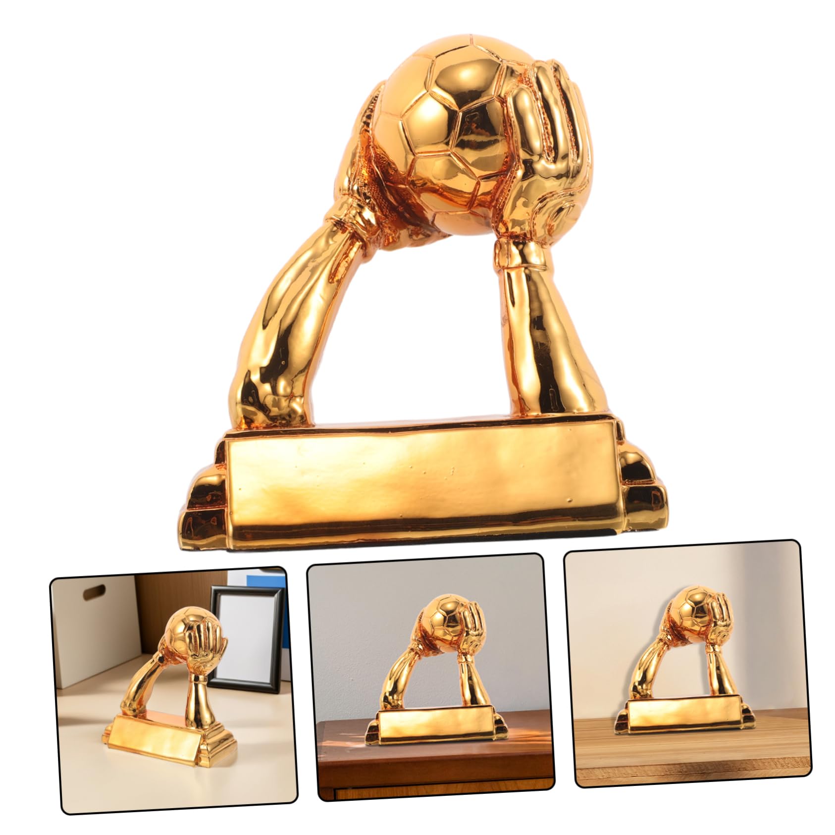 UPKOCH Fußball Trophäe Torwart Auszeichnung Resin Torhüter Handschuh und Ball Form Pokal Kompakt Robust Elegant für Büro Dekoration Fans und Schiedsrichter