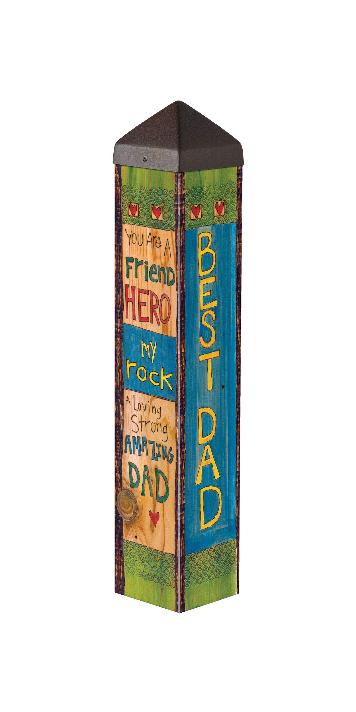 Studio MA Father's Love Art Pole Outdoor Decorative Garden Post, Made in USA, 20 Inches Tall