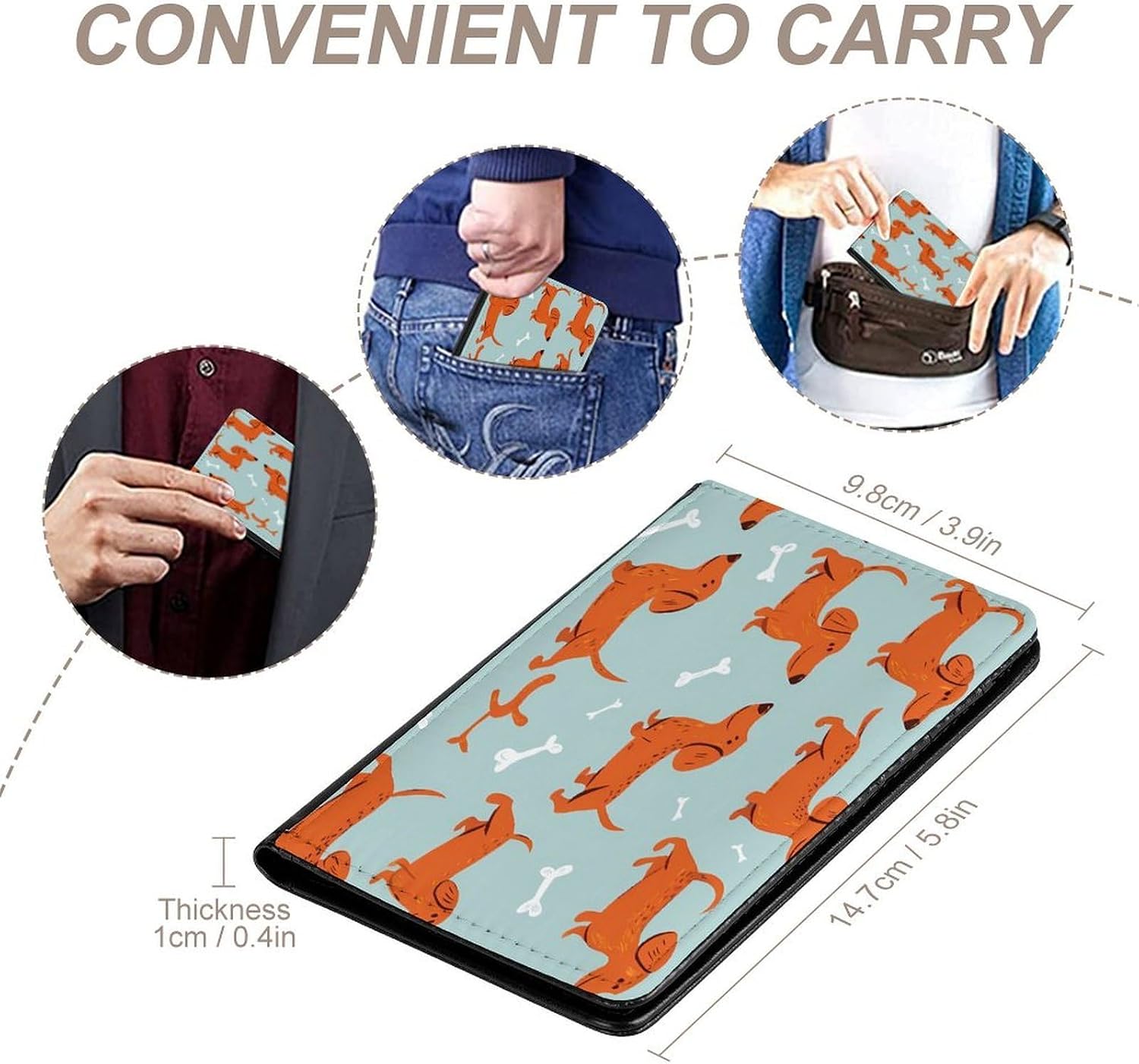 Dachshund Dogs Pattern Travel Passport Holder Passports Protective Cover for Women Men with Card Slots