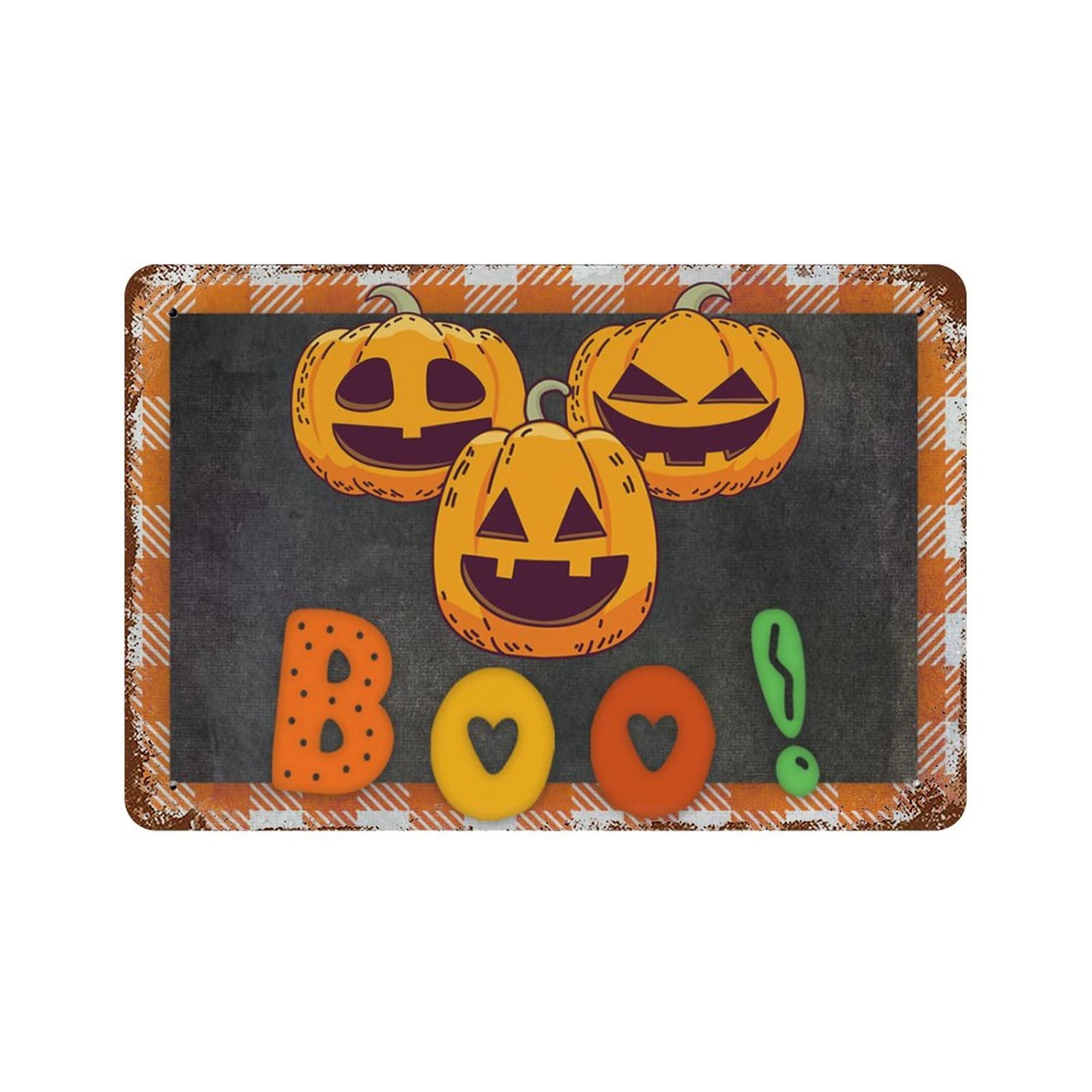 Plaque Halloween effrayante en métal pour jardin et décoration de fête extérieure