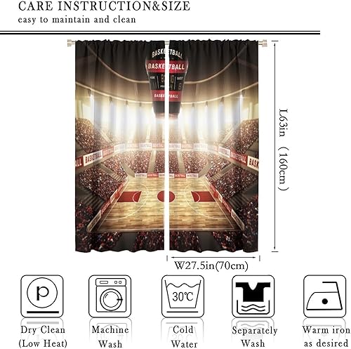 Miniatura 10 de Cortinas deportivas para niños, baloncesto, fútbol, béisbol, diseño de llama, cortinas opacas para dormitorio de niños y adolescentes, para sala de