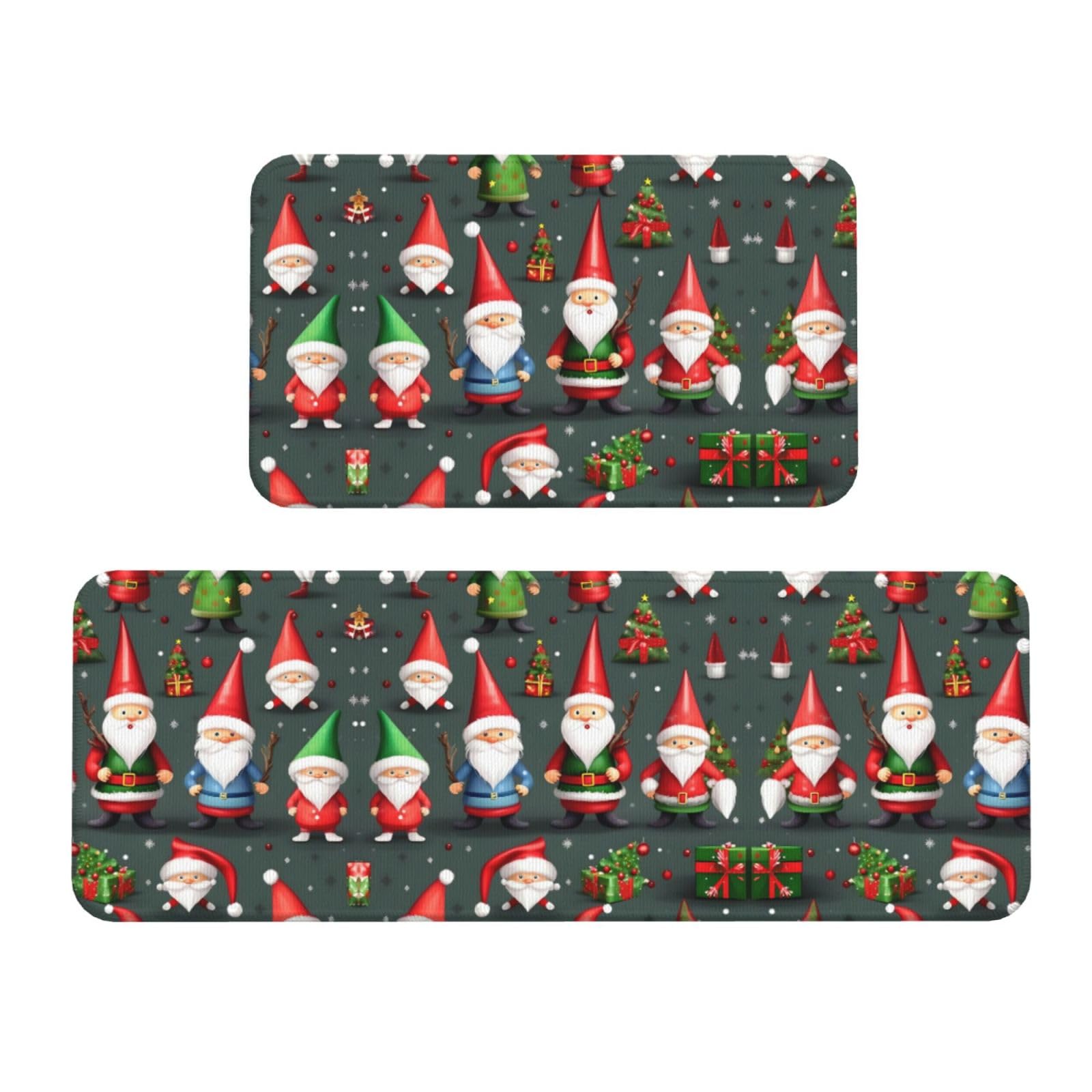 Tapis de cuisine de ferme lavables motif nains de Noël antidérapants