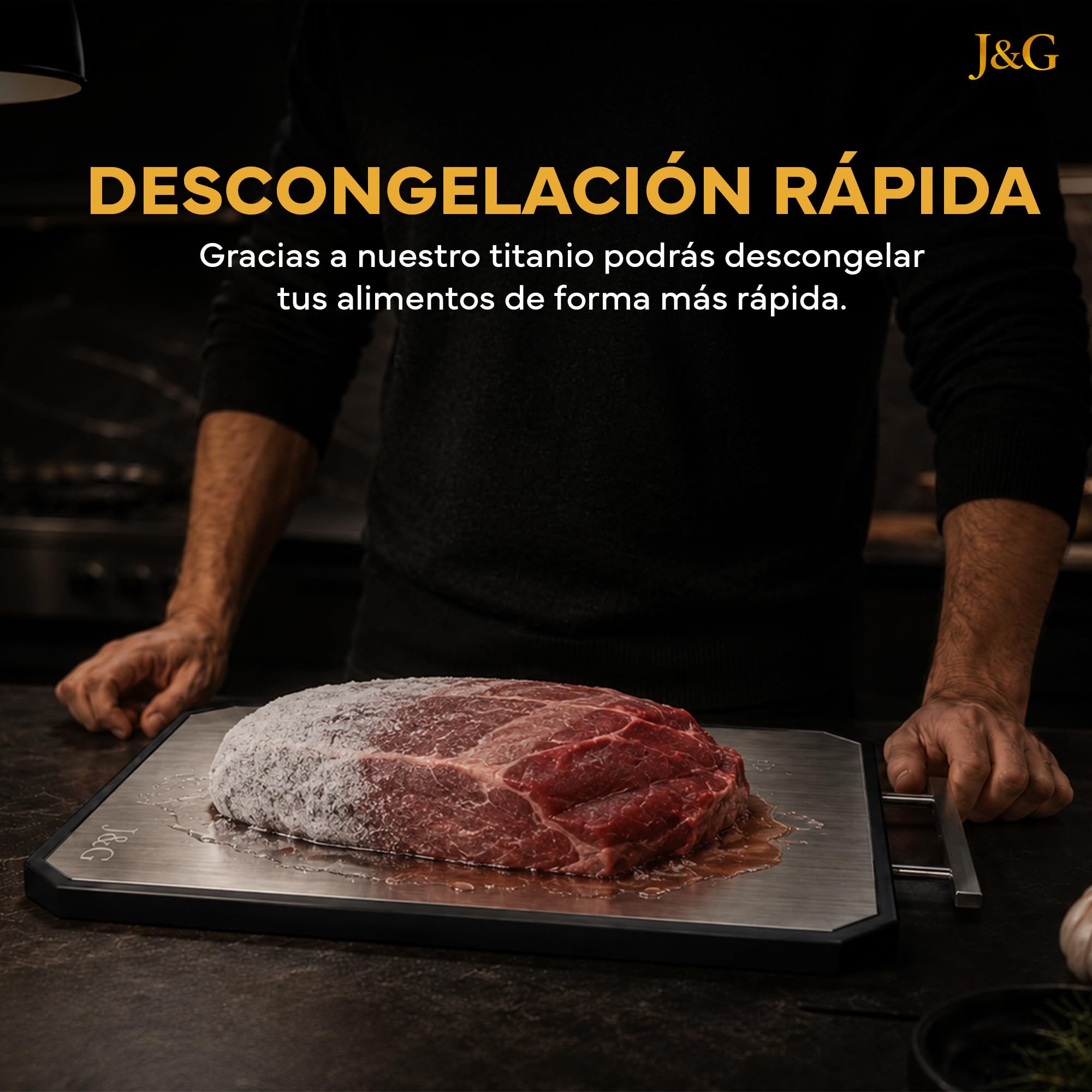 J&G Tabla de Cortar de Titanio 100% Puro y Fibra de Trigo, Doble Cara, Antibacteriana Profesional, Set con Guía de Corte y Bayeta Microfibra, Libre de BPA, Certificación LFGB y SGS (39,3 x 28,2 cm)