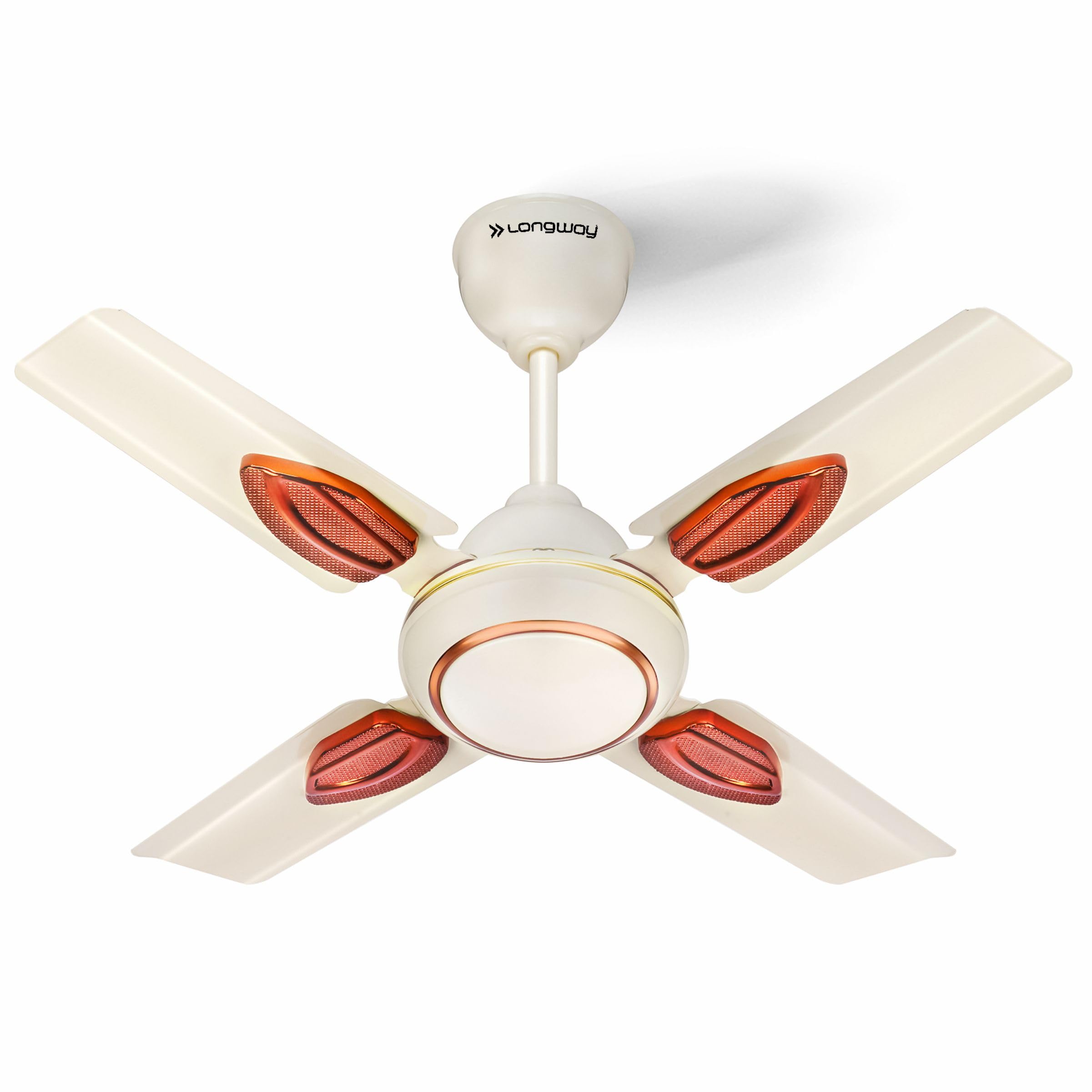 LONGWAY Kiger P1 600 mm/24 inch Ultra High Speed 4 Blade Anti-Dust Decorative Star Rated Ceiling Fan2 Yeras Warranty (Ivory, Pack of 1)