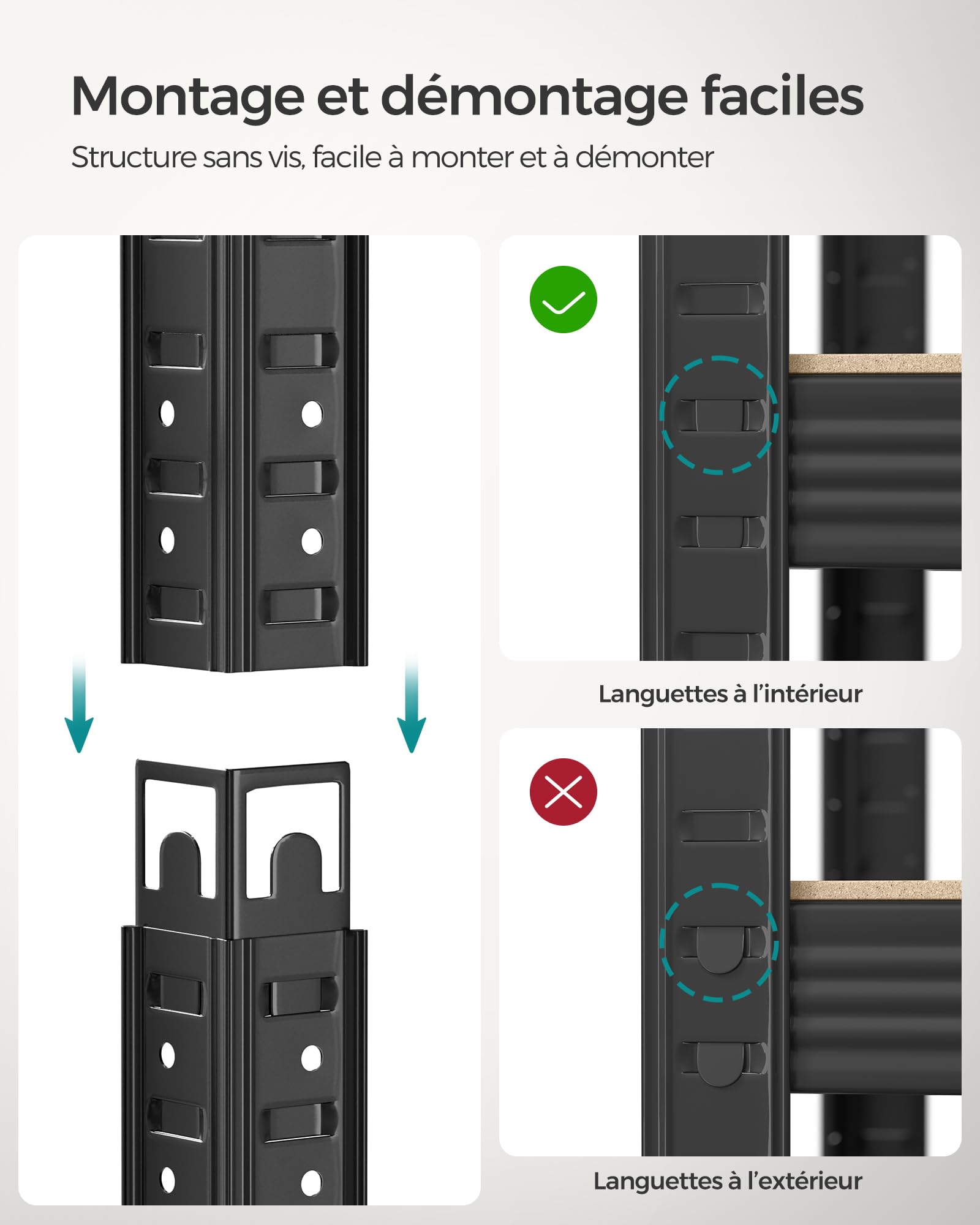 SONGMICS Étagère de Rangement à 5 Niveaux, 60 x 120 x 200 cm, Capacité 750 kg, Planches Réglables, Style Industriel, pour Cuisine, Salon, Noir GLR060B01