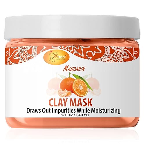 SPA REDI - Máscara de arcilla, mandarina, 16 onzas - Pedicura y limpieza profunda corporal, purificación de poros de la piel, desintoxicante e