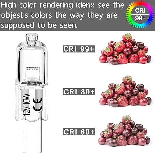 Miniatura 3 de Bombillas halógenas G4 de 10 W, 12 V, T3 JC, tipo 2 pines, repuesto para paisaje, debajo del gabinete, luz de disco, iluminación regulable (paquete