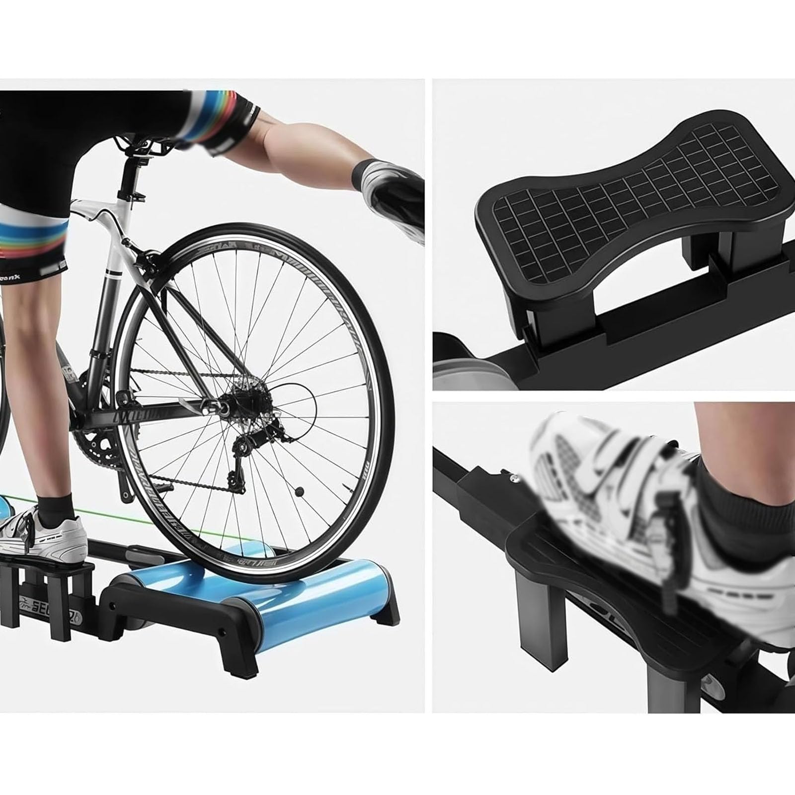Entrenador De Bicicleta Plegable - Rodillos para Bicicleta, Máquina De Ejercicios De Resistencia, Plataforma Antideslizante para Los Pies, para Ciclismo De Montaña Y De Carretera, Estación De