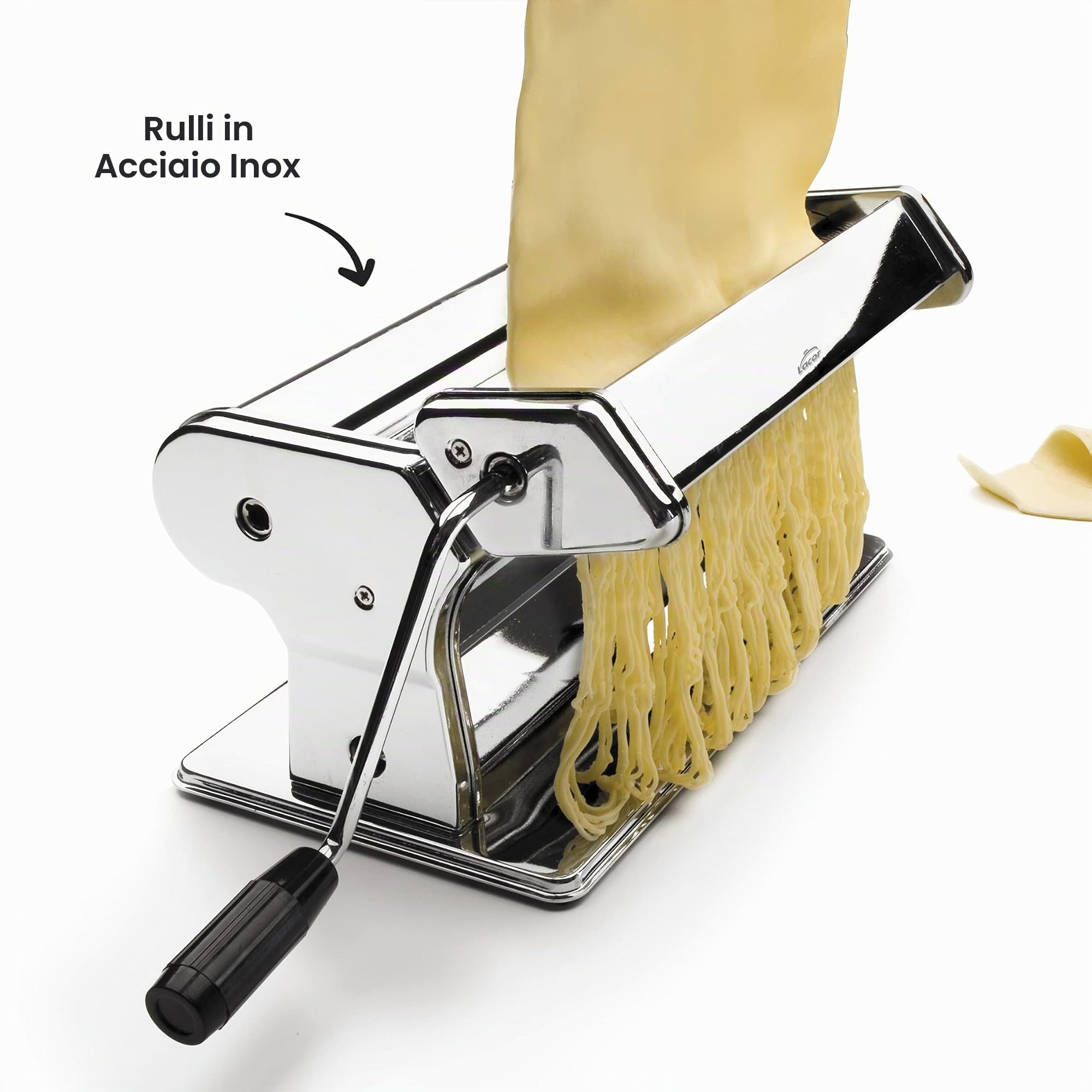 Lacor 60391 - Macchina manuale per la pasta fresca con manovella | Utensile professionale duraturo; progettato per prestazioni ottimali e una pulizia rapida in lavastoviglie