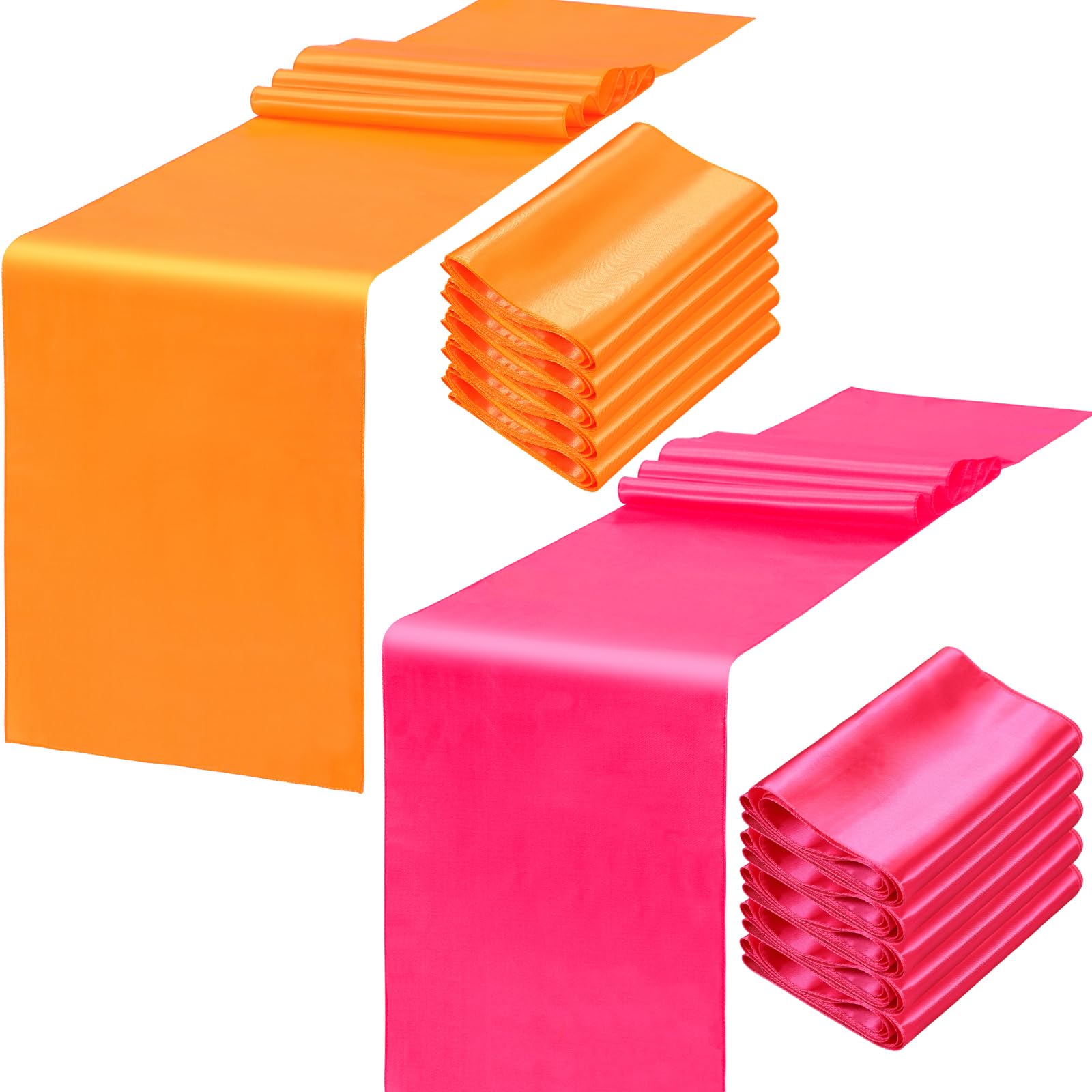 Tischläufer in Hot Pink und Orange, Herbst-Party-Dekorationen, 274,3 cm lang, Tisch-Partyzubehör für Sonnenuntergang, Herbst, Erntedankfest, Brautschmuck, Hochzeitsdekoration, 12 Stück
