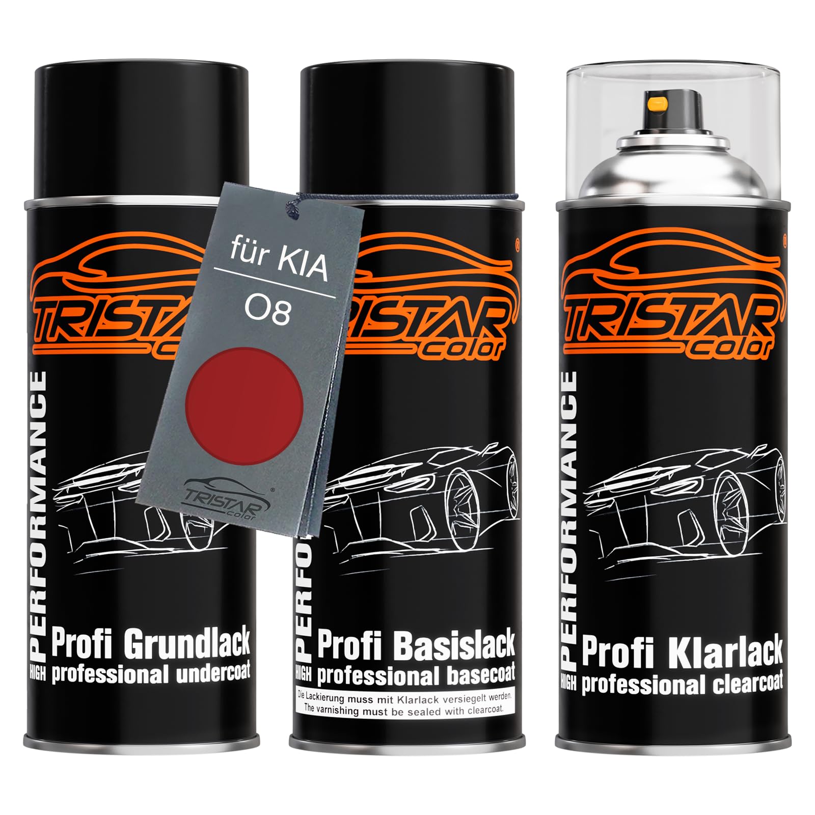 TRISTARcolor Car paint Spray can set for KIA O8 Tropical Red Perl/Tropical Orange Perl under + base coat clear coat spray can 400ml