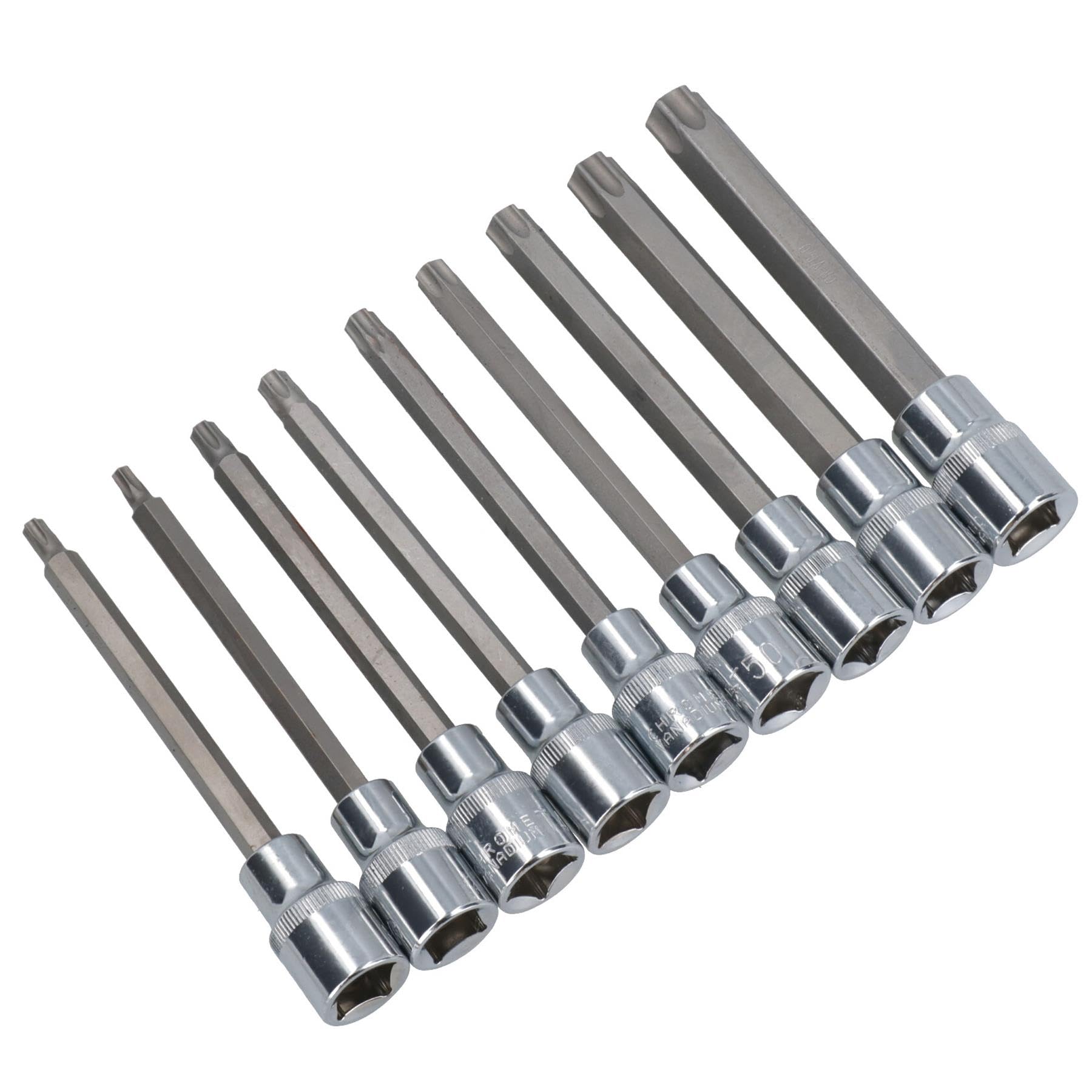 Cacciavite Torx/Star prese di bit 1/2" 9pz. T27 - T70 profondo da BERGEN A828