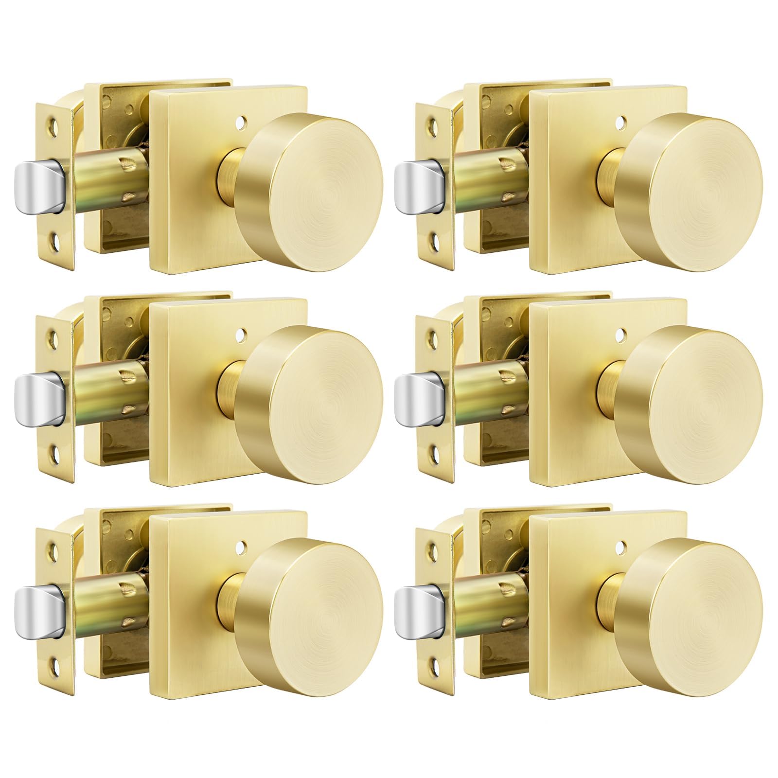 Gold Door Knobs - 6 Pack Zinc Alloy -1