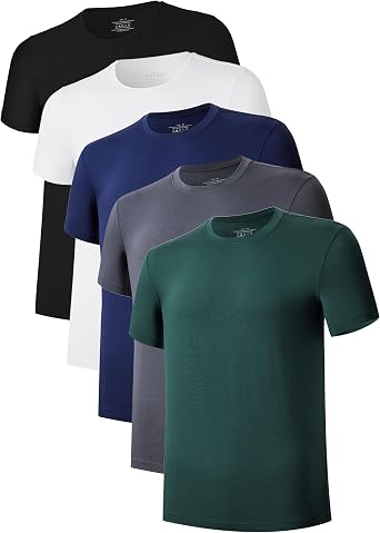 CF Mens Undershirts Bamboo Rayon Moisture-Wicking Crewneck T-Shirts for Men Slim Fit Tees Cool & Dry Undershirts 3 or 5 Pack