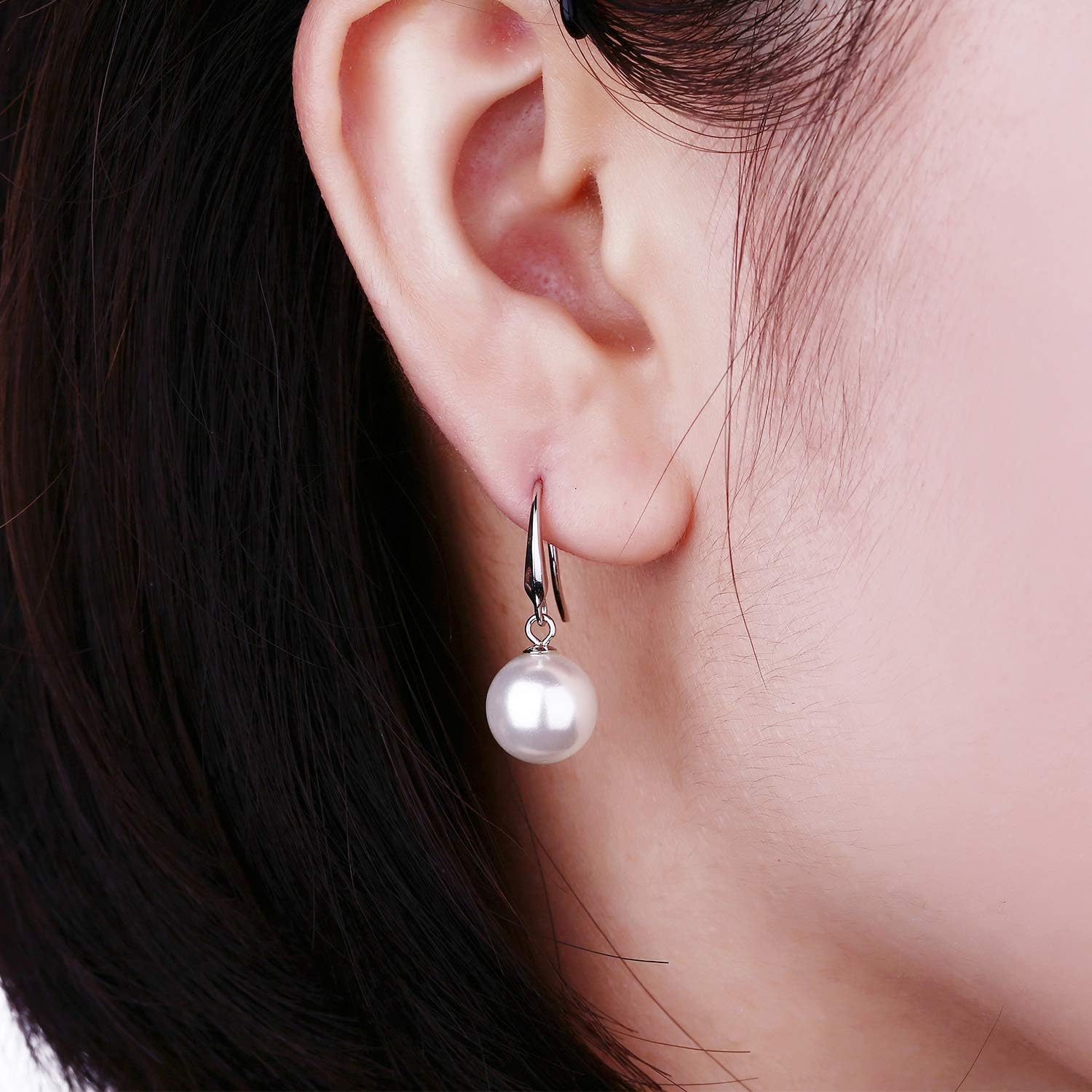 Han han 925 Sterling Silver Pearl Dangle Earrings for Women 10MM - Image 7