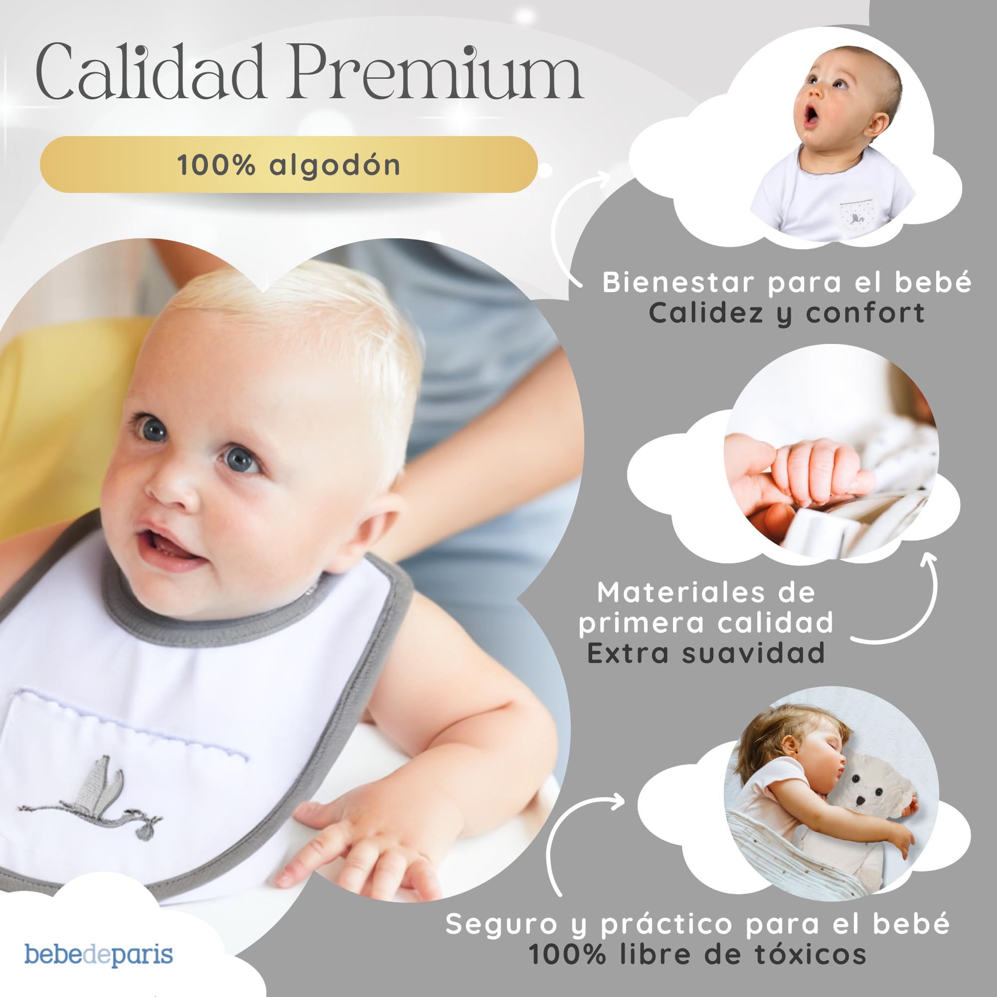 Regalos para Bebes Recien Nacidos Personalizados | Canastilla Bebé Clásica Esencial | Caja Estilo Vintage de Regalo Bebé | 3 a 6 Meses (Neutro) | BebeDeParis