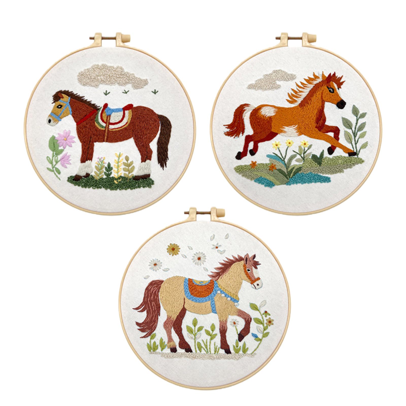 Jazuaiao Of 3 Canvas Embroidery Art with Hoop for Long Time Use Home Display and Handcraft Enthusiasts Home Decoration Embroidery