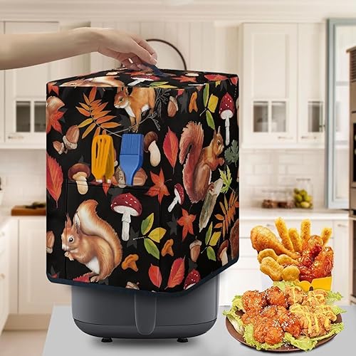 Miniatura 5 de Gomyblomy Squirrels & Mushrooms - Funda para olla a presión, diseño de Acción de Gracias, funda decorativa vertical para cafetera, protector de