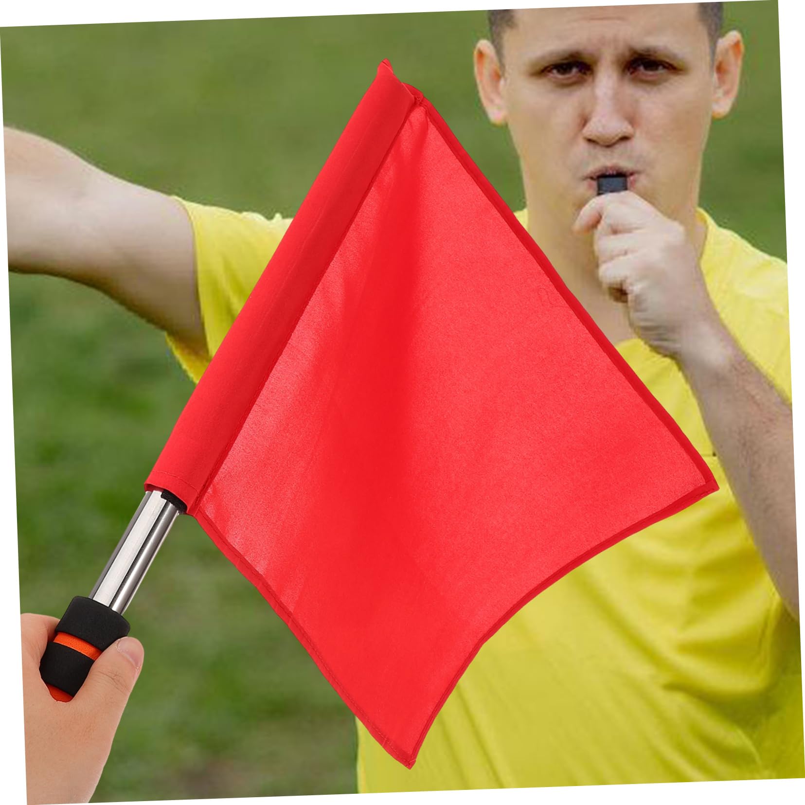Hemobllo 3 Set Bandiere Segnalazione Per Arbitri Mano Avvertimento Per Sportivi Per Partite Calcio E Speciali Rosso E 2 * 3