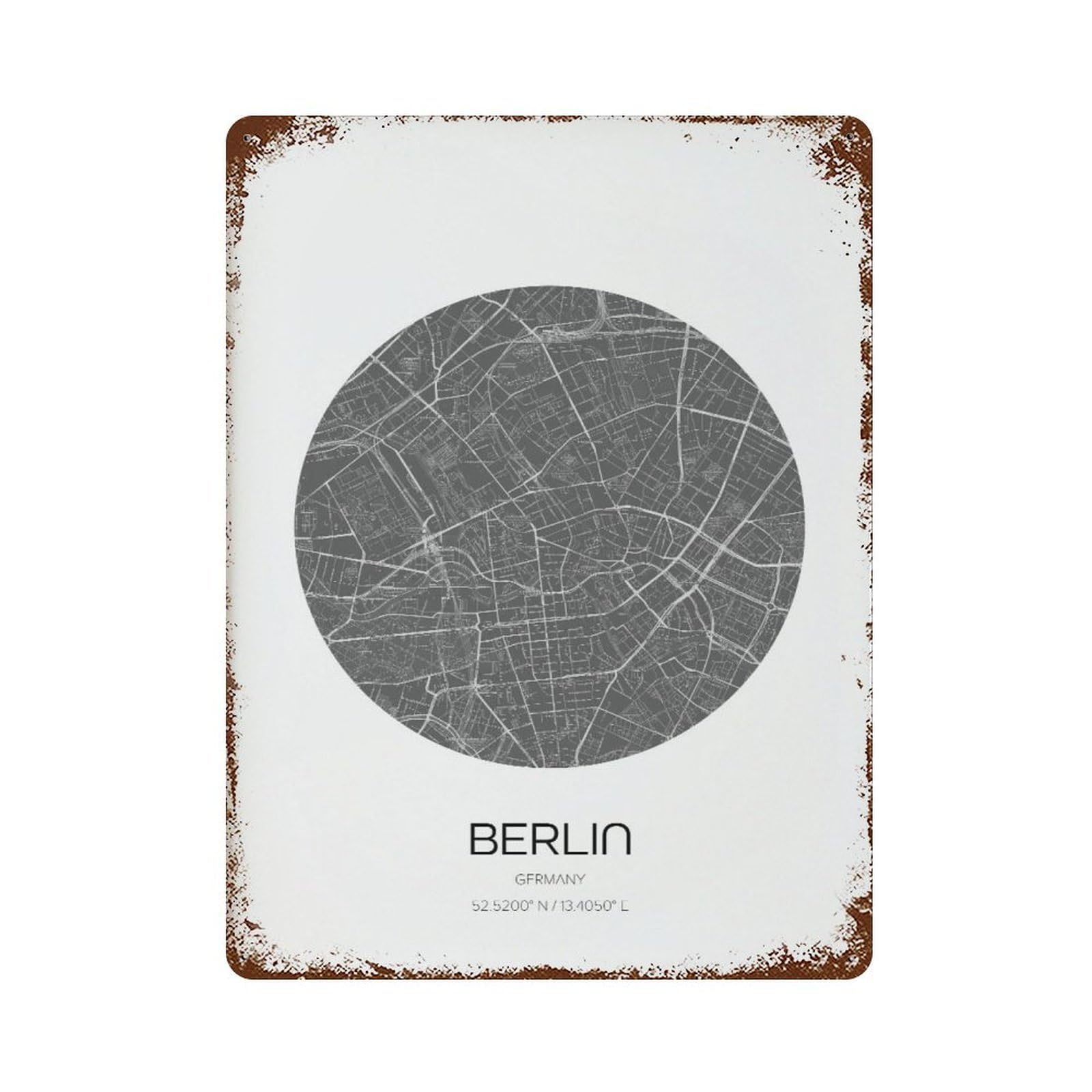 xiaoxiaoshen Berlin Map Modern City Wall Decor Art Metal Tin Poster Modern Home Decor Art Home Bar Shop Decorations Vintage Sign 40x30cm