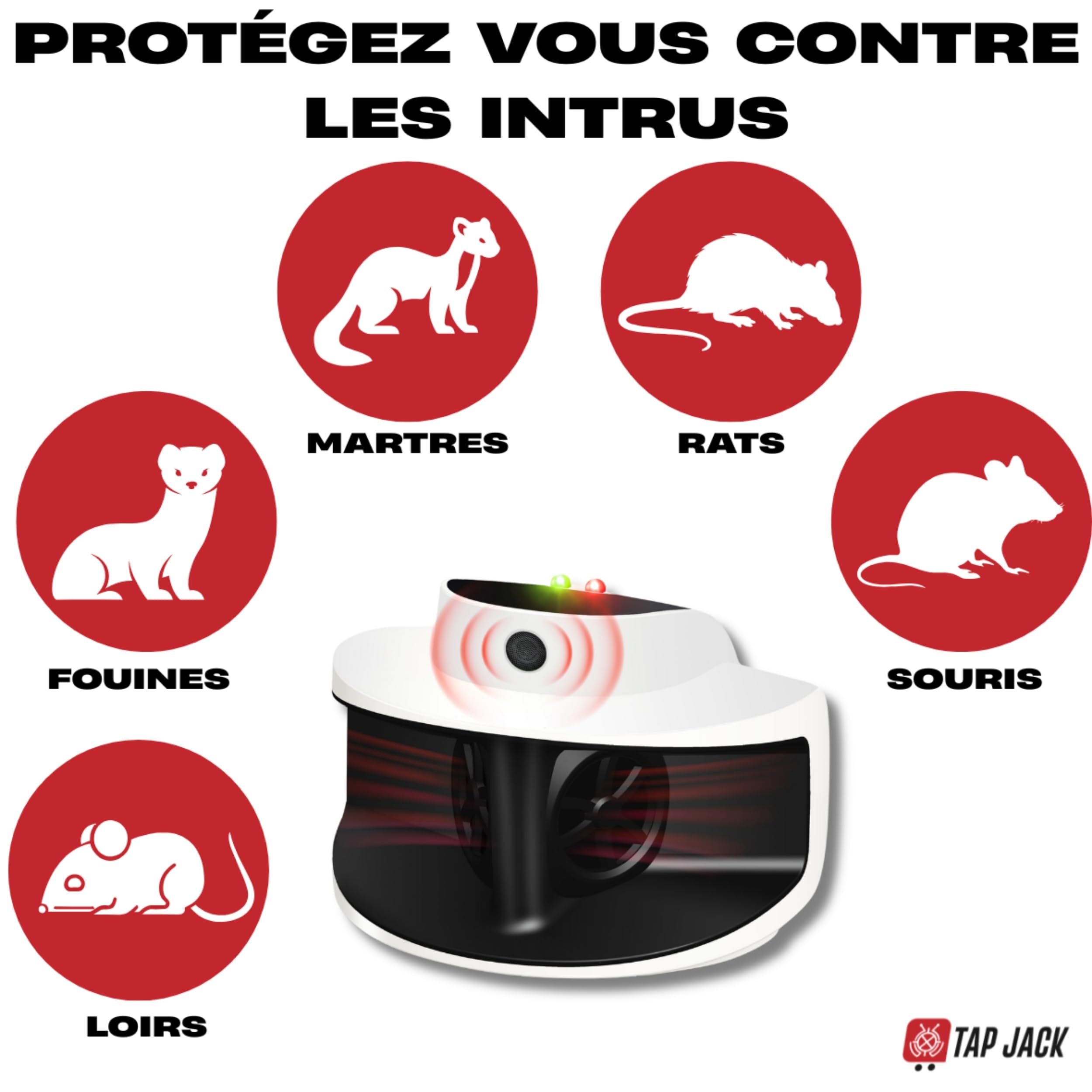 Anti Nuisibles À Ultrasons - Contre Souris, Rat, Loirs, Fouine Et Autres Rongeurs - Répulsif Électronique Professionnel pour L'intérieur - Appareil Efficace sans Piège Ni Produits Chimiques