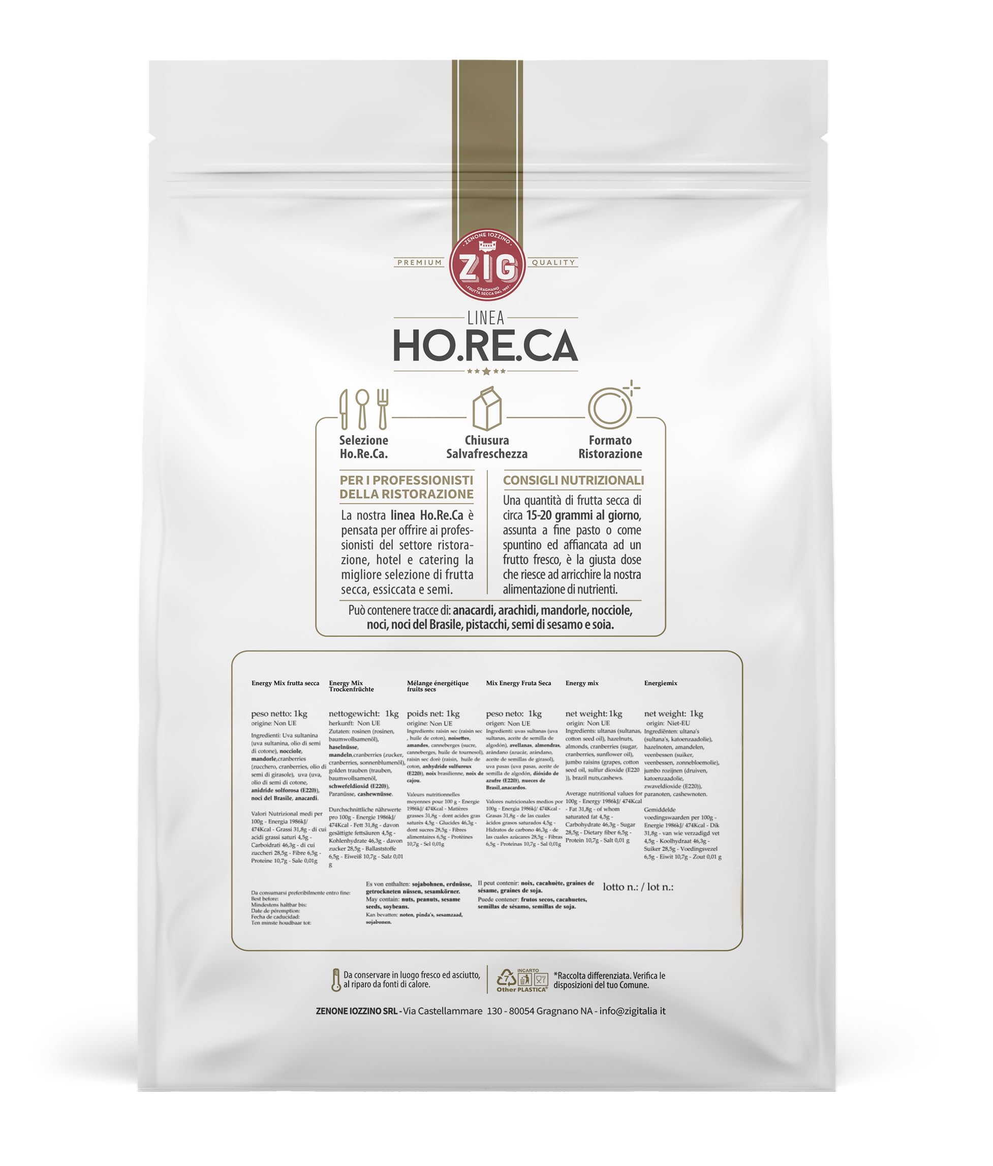 ZIG - HORECA -mix energy fruta seca| anacardos, nueces, almendras, avellanas, arándanos, uva pasas 1 kg