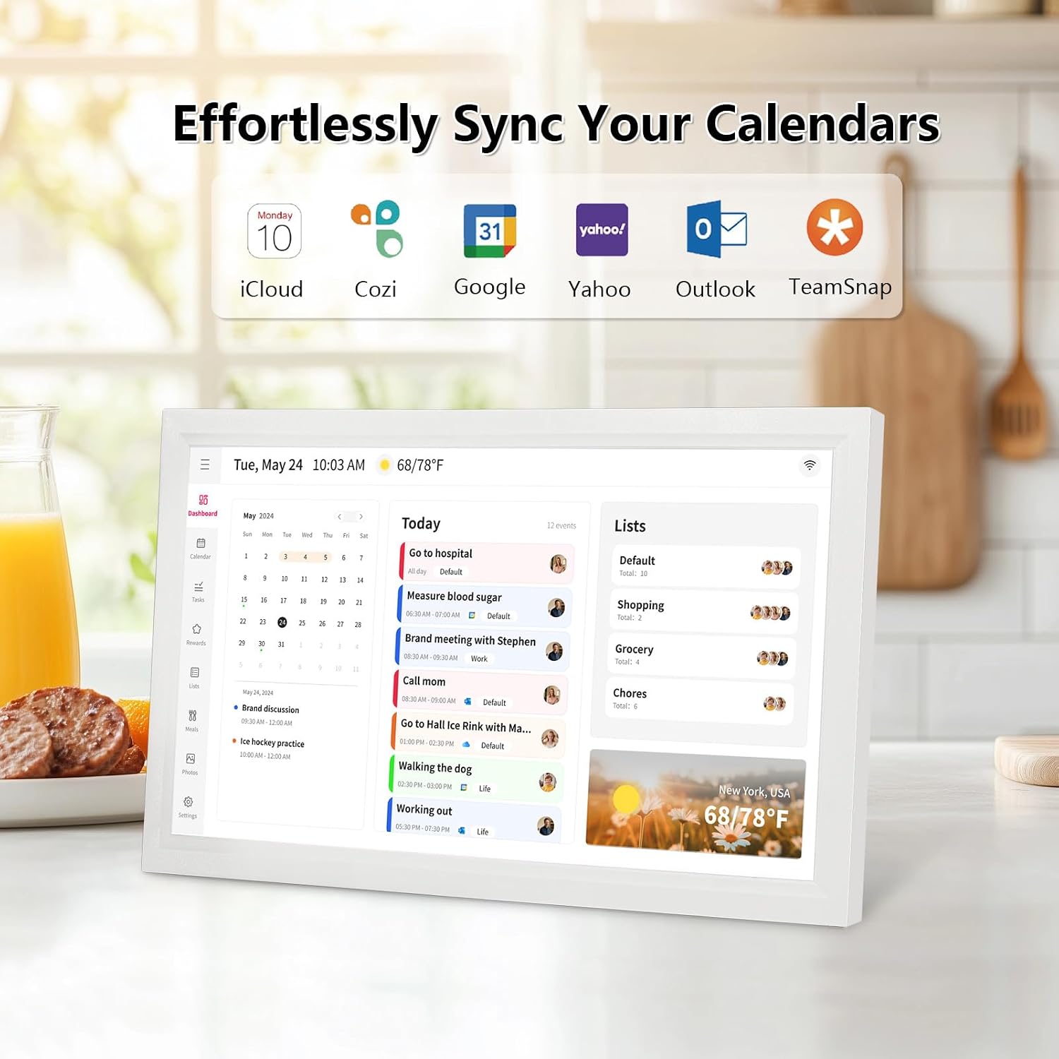 Moonka 21.5" Wall Planner Digital Calendar & Chore Chart, Smart Full HD Touchscreen Interactive Display for Family Schedules, To Do List, Meal Planner, Great for Organizing Your 2026 Calendar image 2