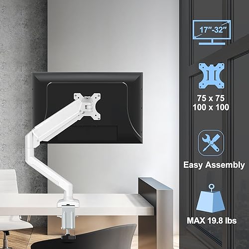 Miniatura 3 de Brazo de montaje para monitor único que se adapta a hasta 32 pulgadas, soporte de escritorio con capacidad para pantalla de computadora de 4.4-19.8