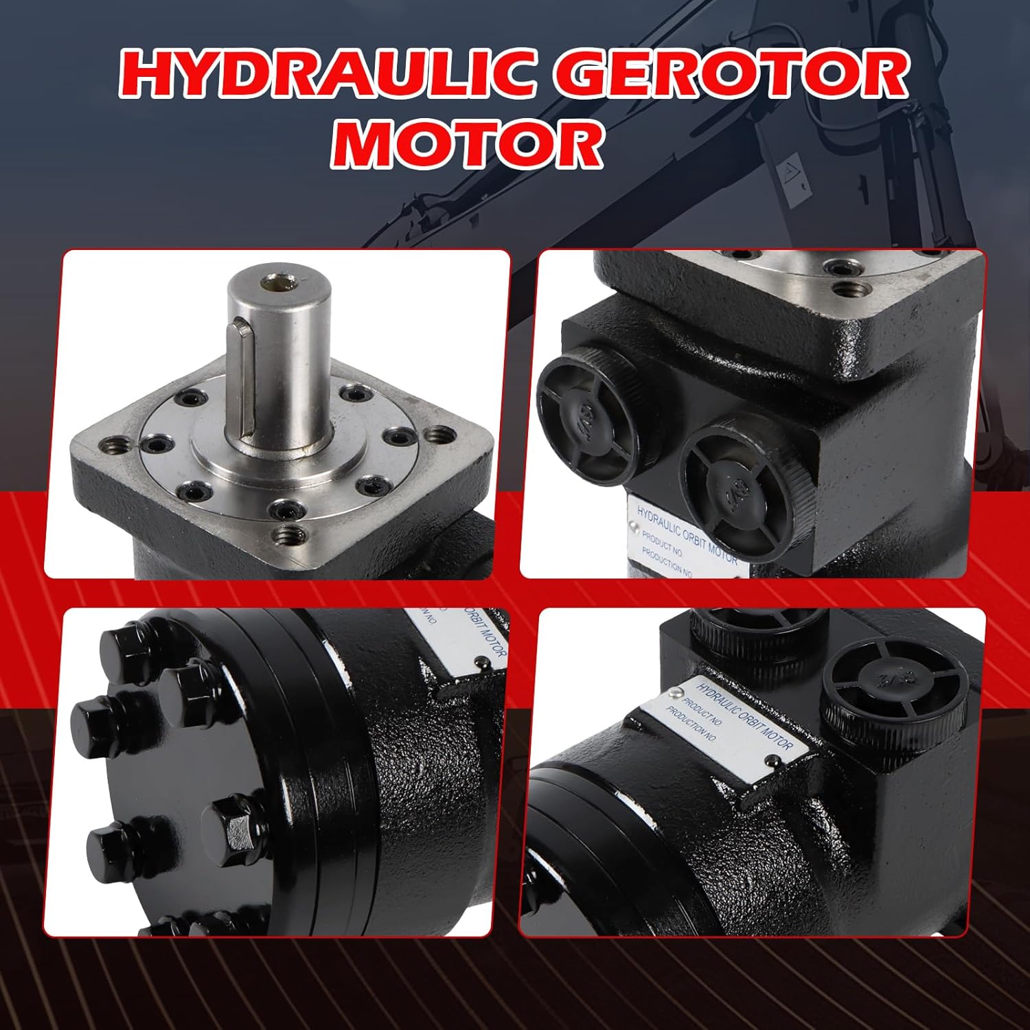 CM004P Hydraulic Motor, 4 Bolt Mount Type, 0.25" Shaft Keyway, 1" Round Shaft, 1/2" NPT, 3.1 CIR Displacement