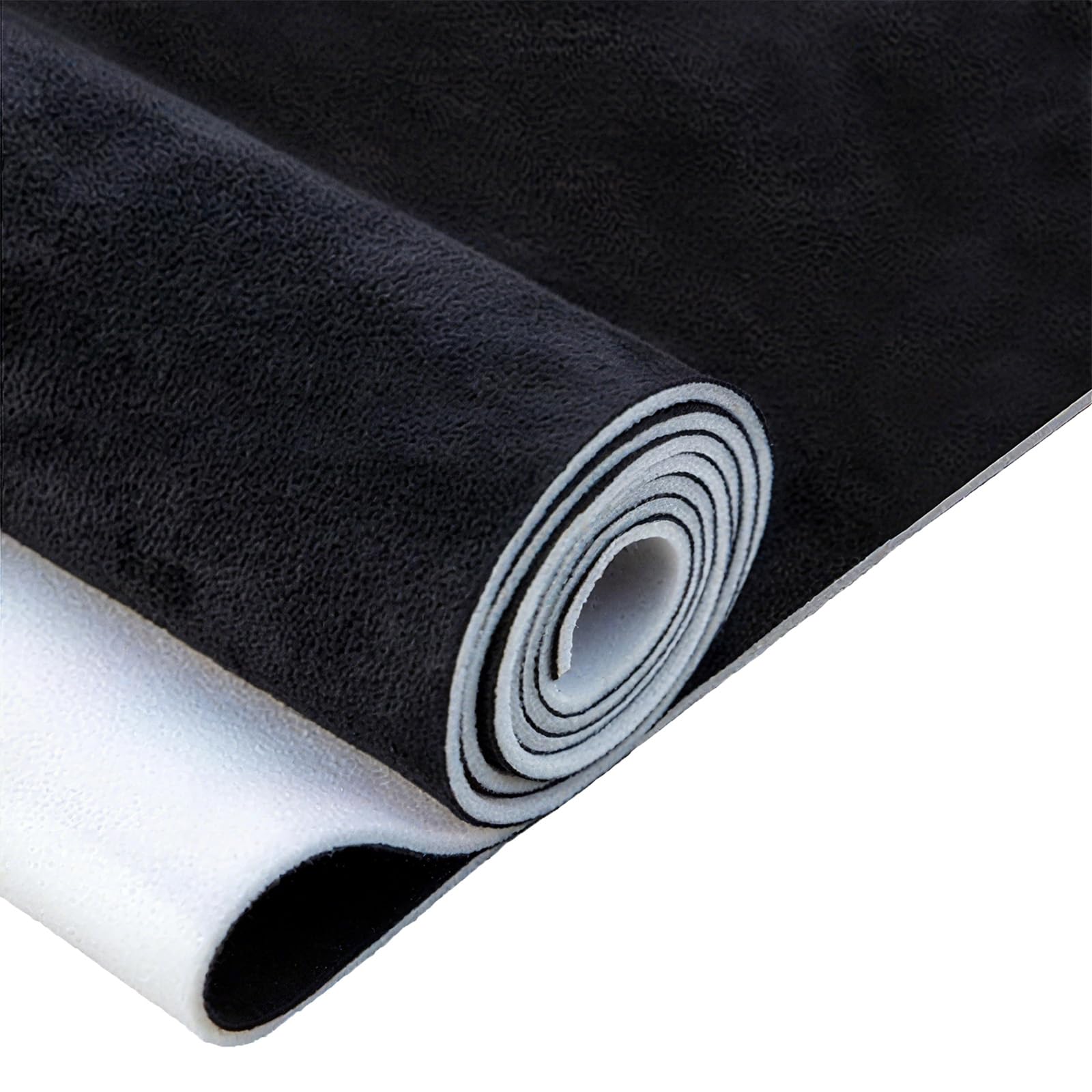 Tissu Ciel de Toit Voiture 200 cm x 150 cm, Aspect Daim, avec Dos en Mousse de 4 mm, Rénovation Garniture Intérieure Textile pour Voiture, Caravane, Bateau, Camping-car, Bricolage, Noir