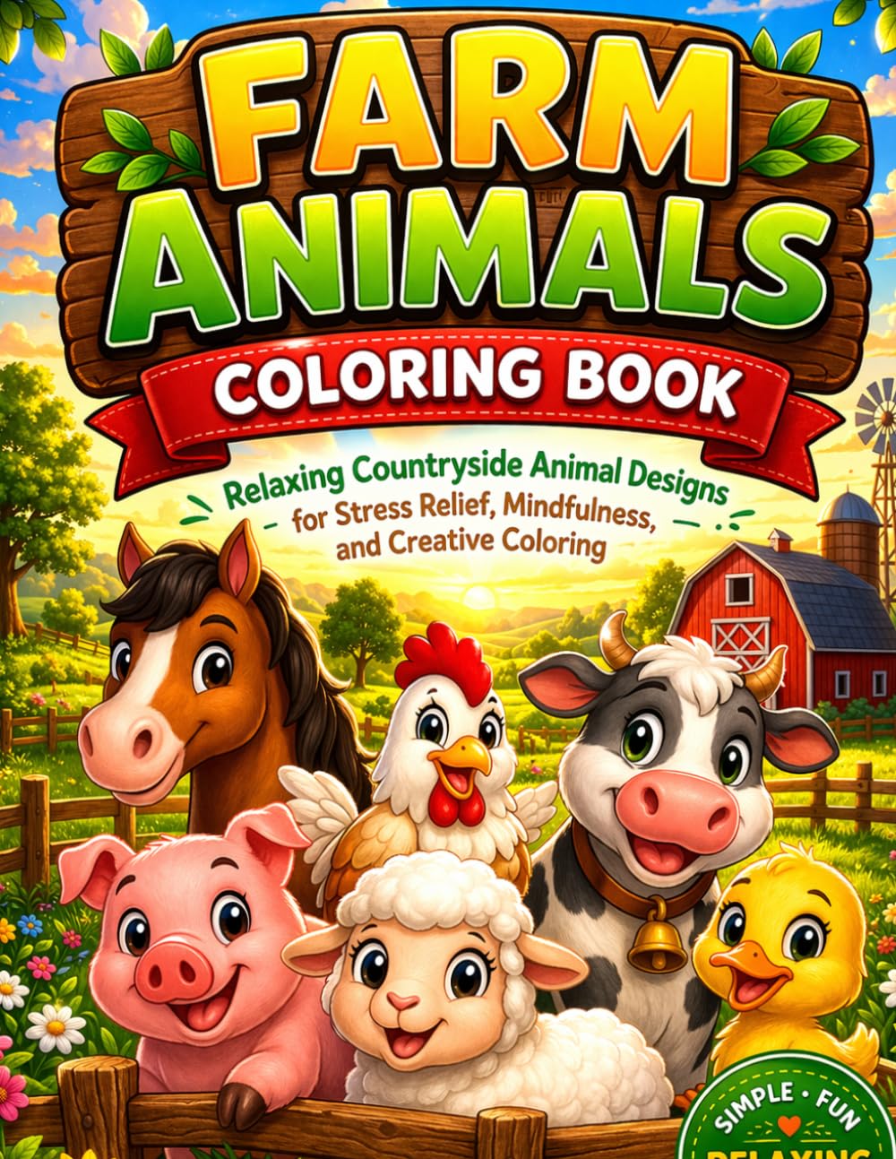 Farm Animals Coloring Book: Relaxing Countryside Animal Designs for Stress Relief, Mindfulness, and Creative Coloring (Calm Animals Coloring Series)